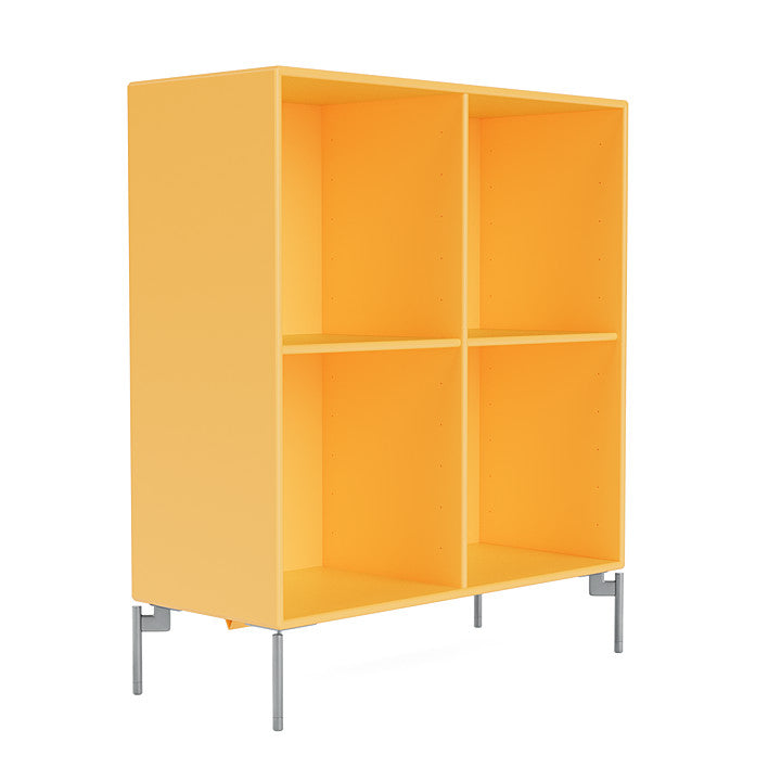 Montana Show Bookcase With Legs, Acacia/Matt Chrome