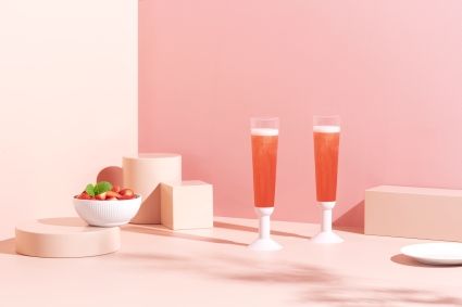 Bodum Oktett Champagneglas med plastbas 2 st., Strawberry