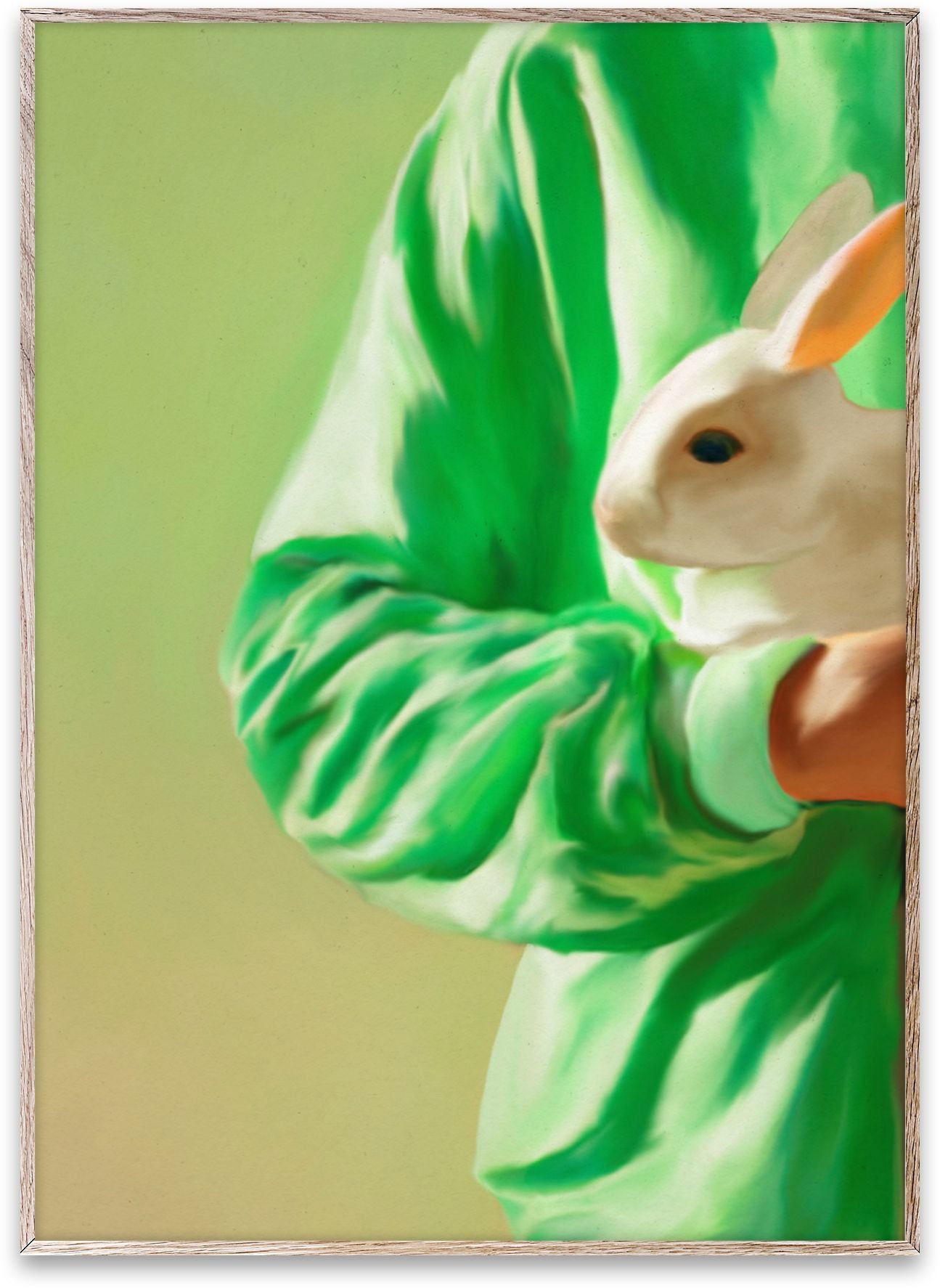 Papirkollektiv hvid kaninplakat, 50x70 cm