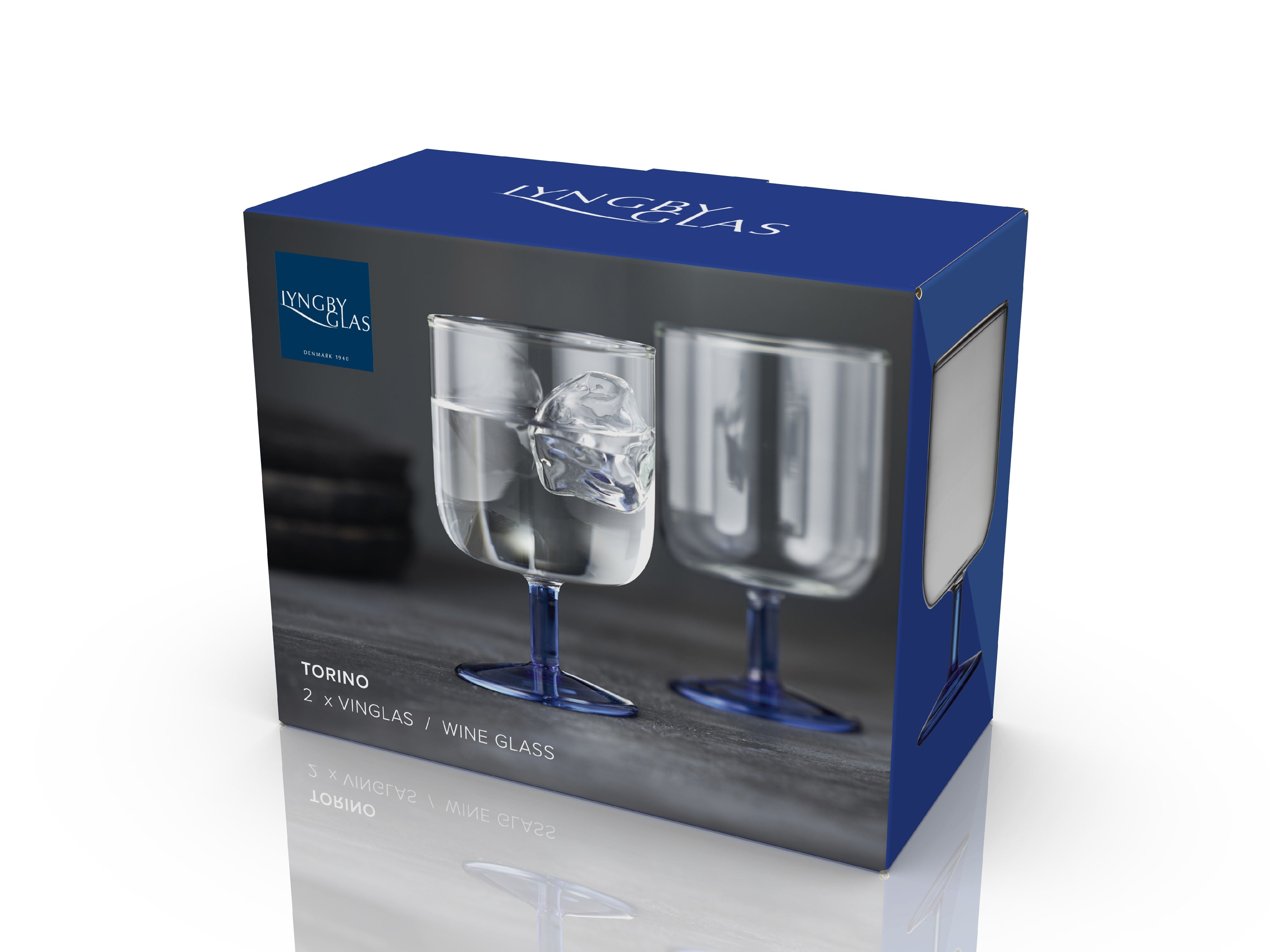 Lyngby Glas Torino Weinglas 30 Cl 2 Stcs, klar/blau