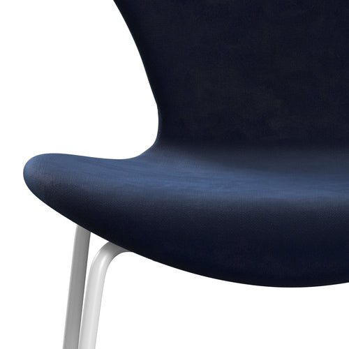 Fritz Hansen 3107 chaise complète complète, blanc / belfast en velours minuit bleu