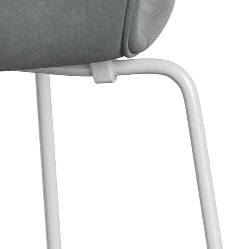Fritz Hansen 3107 chaise complète complète, gris blanc en velours blanc / belfast