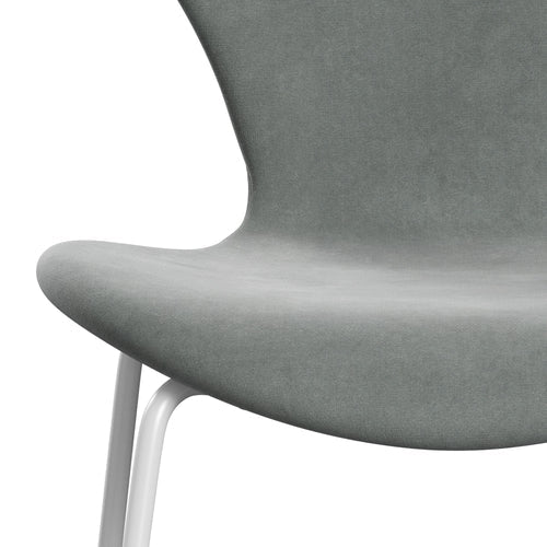 Fritz Hansen 3107 chaise complète complète, gris blanc en velours blanc / belfast