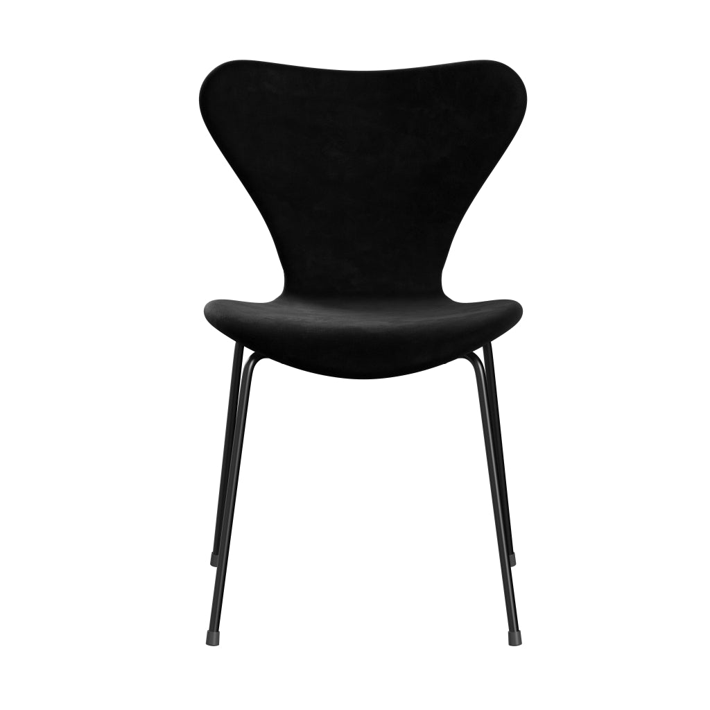 Fritz Hansen 3107 chaise pleine d'ameublement, noir / belfast en velours noir noir