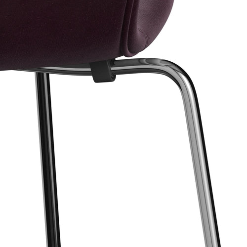 Fritz Hansen 3107 chaise pleine d'ameublement, Chrome / Belfast Velvet Dark Plum