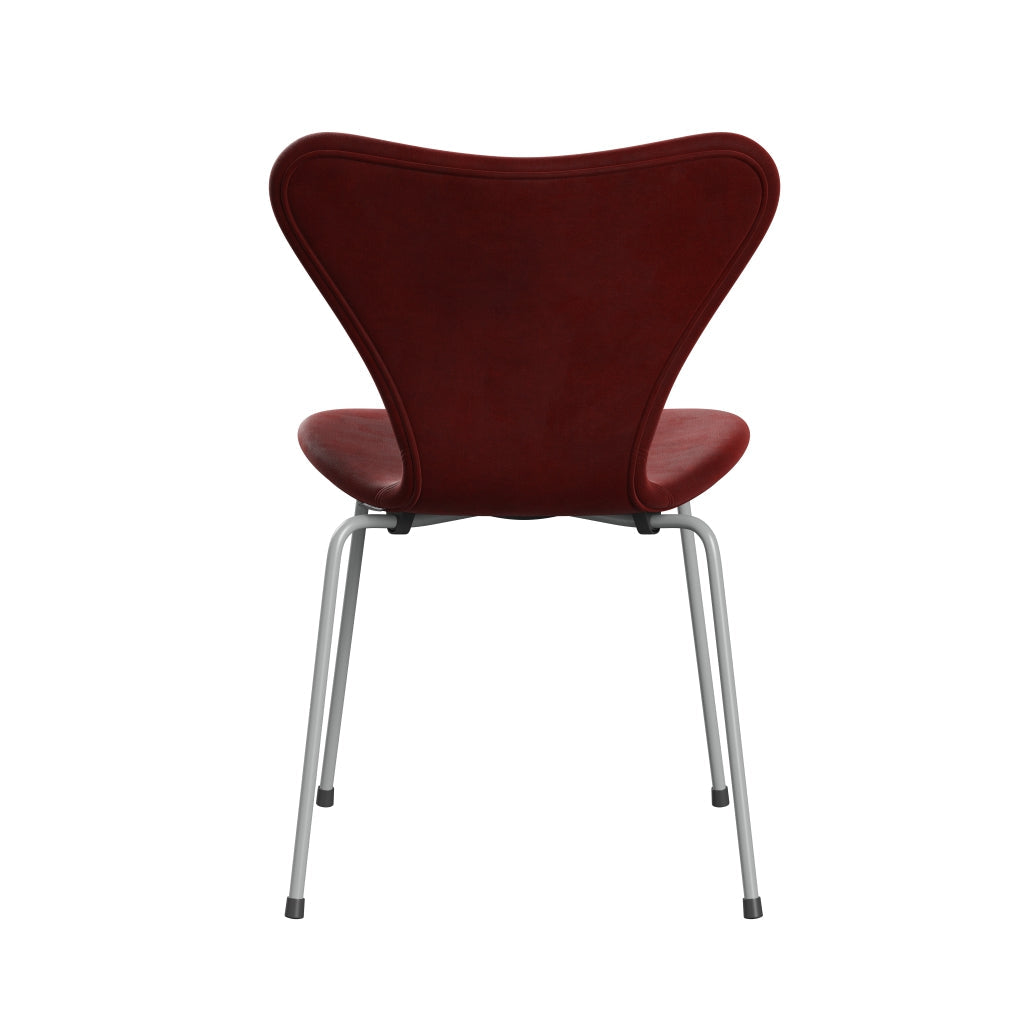 Fritz Hansen 3107 Silla tapicería completa, nueve gris/belfast terciopelo otoño rojo