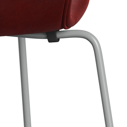 Fritz Hansen 3107 Chair Full Upholstery, Nine Grey/Belfast Velvet Autumn Red