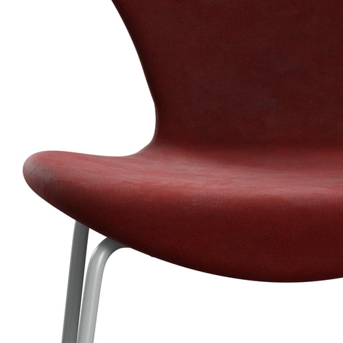 Fritz Hansen 3107 Silla tapicería completa, nueve gris/belfast terciopelo otoño rojo