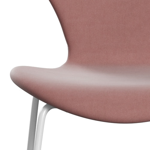 Fritz Hansen 3107 chaise complète complète, Rose brumeuse en velours blanc / belfast