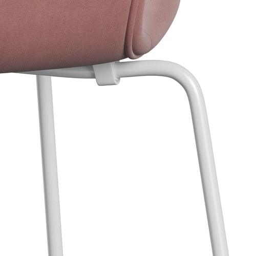 Fritz Hansen 3107 chaise complète complète, Rose brumeuse en velours blanc / belfast