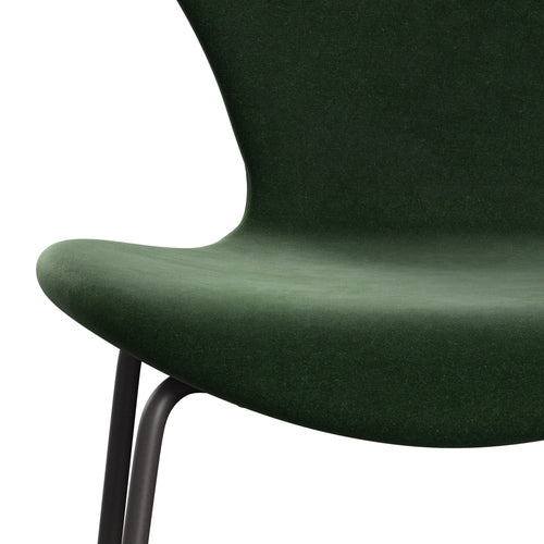 Fritz Hansen 3107 Silla tapicería completa, grafito cálido/bosque de terciopelo belfast verde