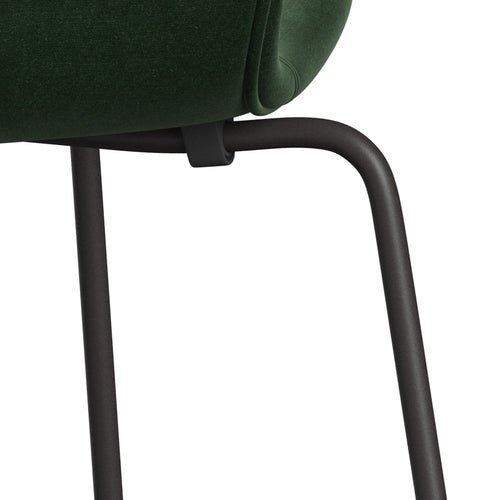 Fritz Hansen 3107 Silla tapicería completa, grafito cálido/bosque de terciopelo belfast verde