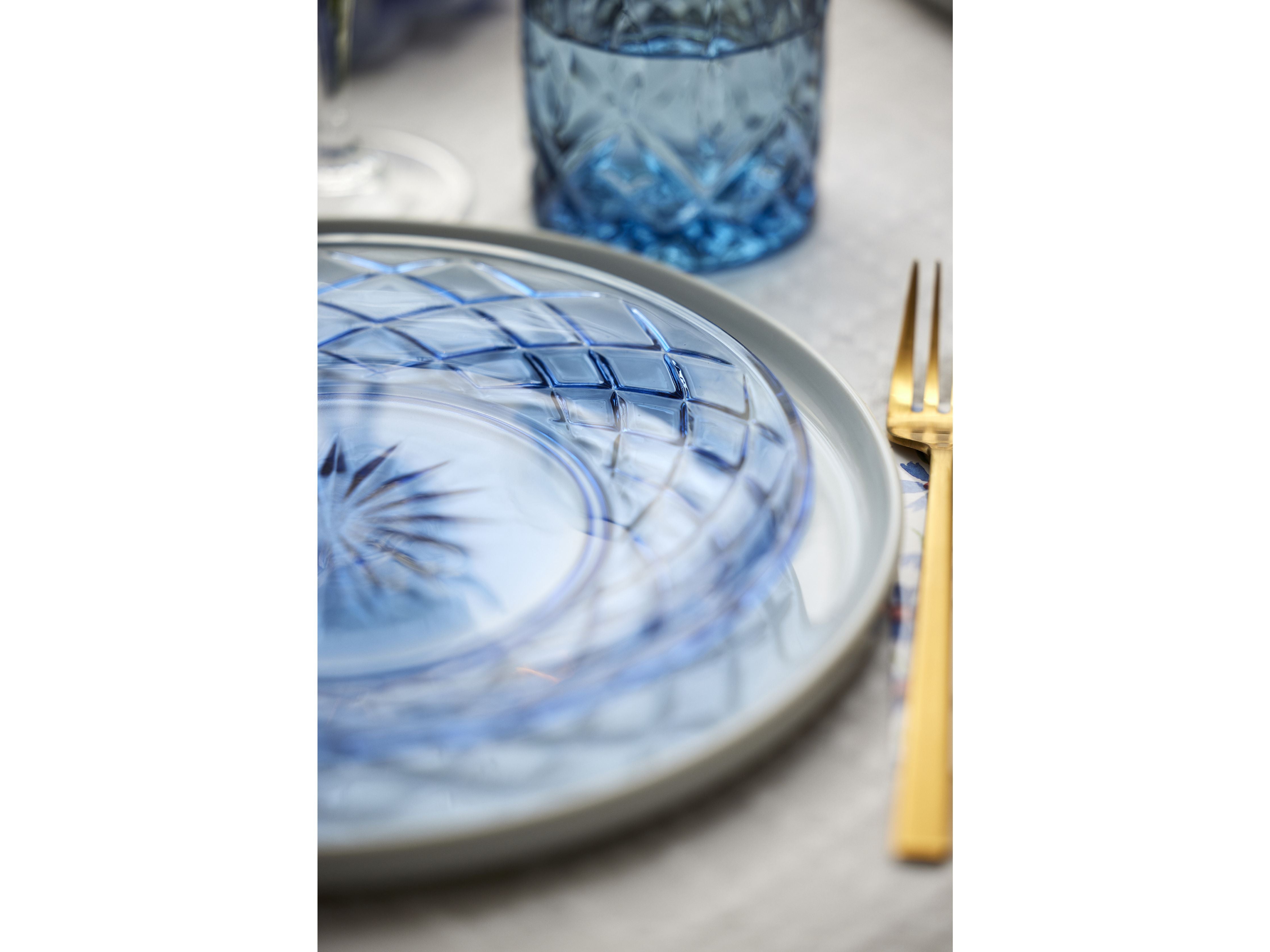 Lyngby Glas Sorrento Glass Plate dia 21 cm 4 pcs., Bleu