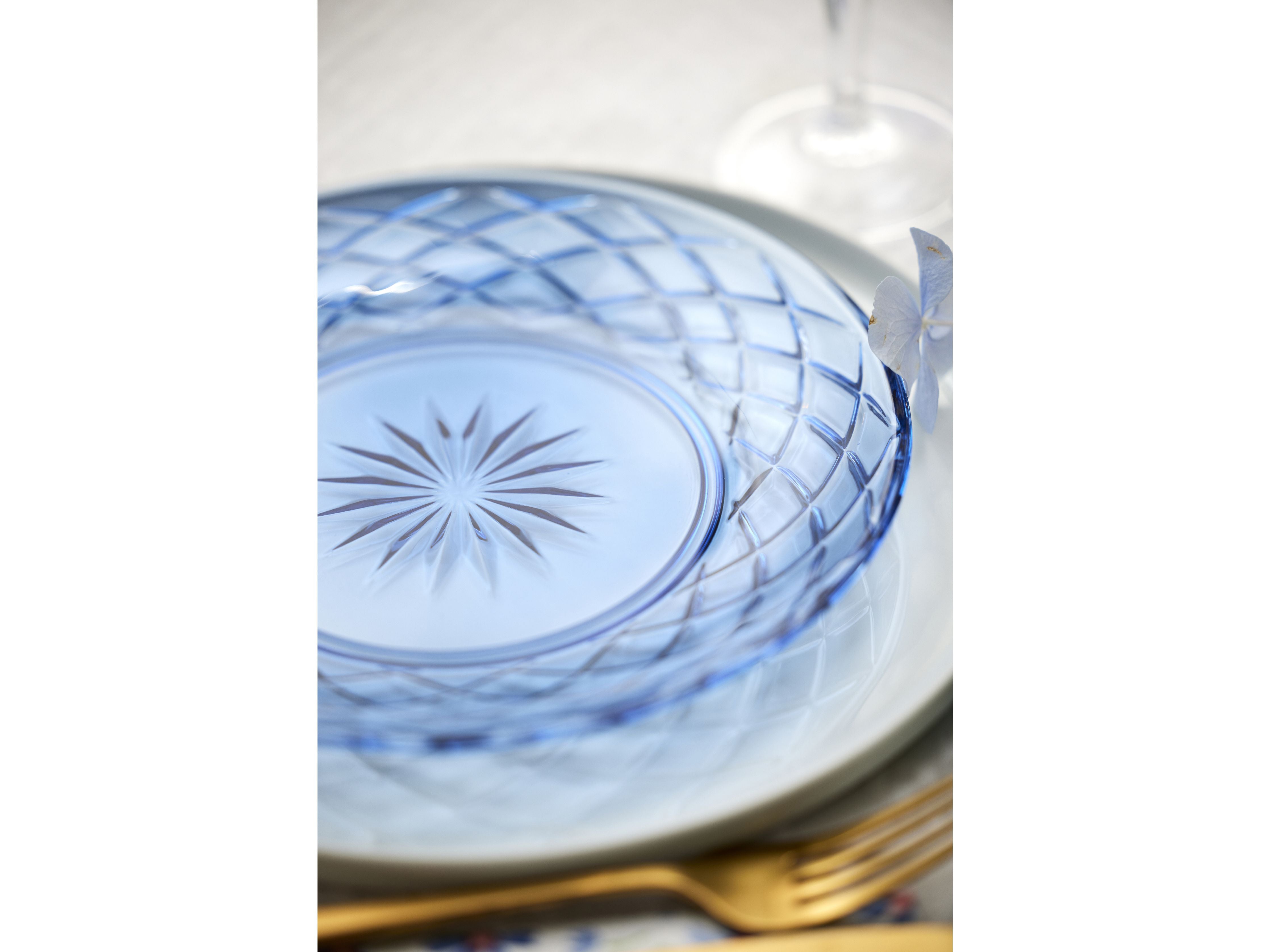 Lyngby Glas Sorrento Glassplatte Dia 21 cm 4 Stcs., Blau