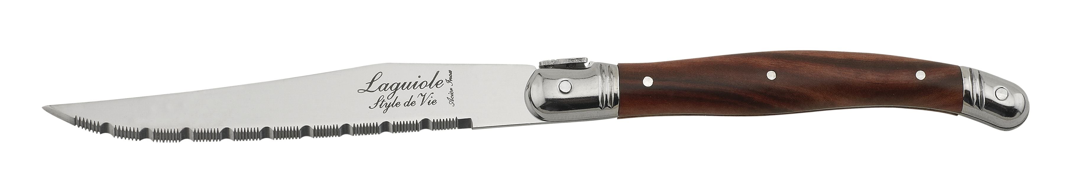 Style de Vie Authentique Laguiole Premium Line Steak Messer 6 Stück Set, dunkles Holz