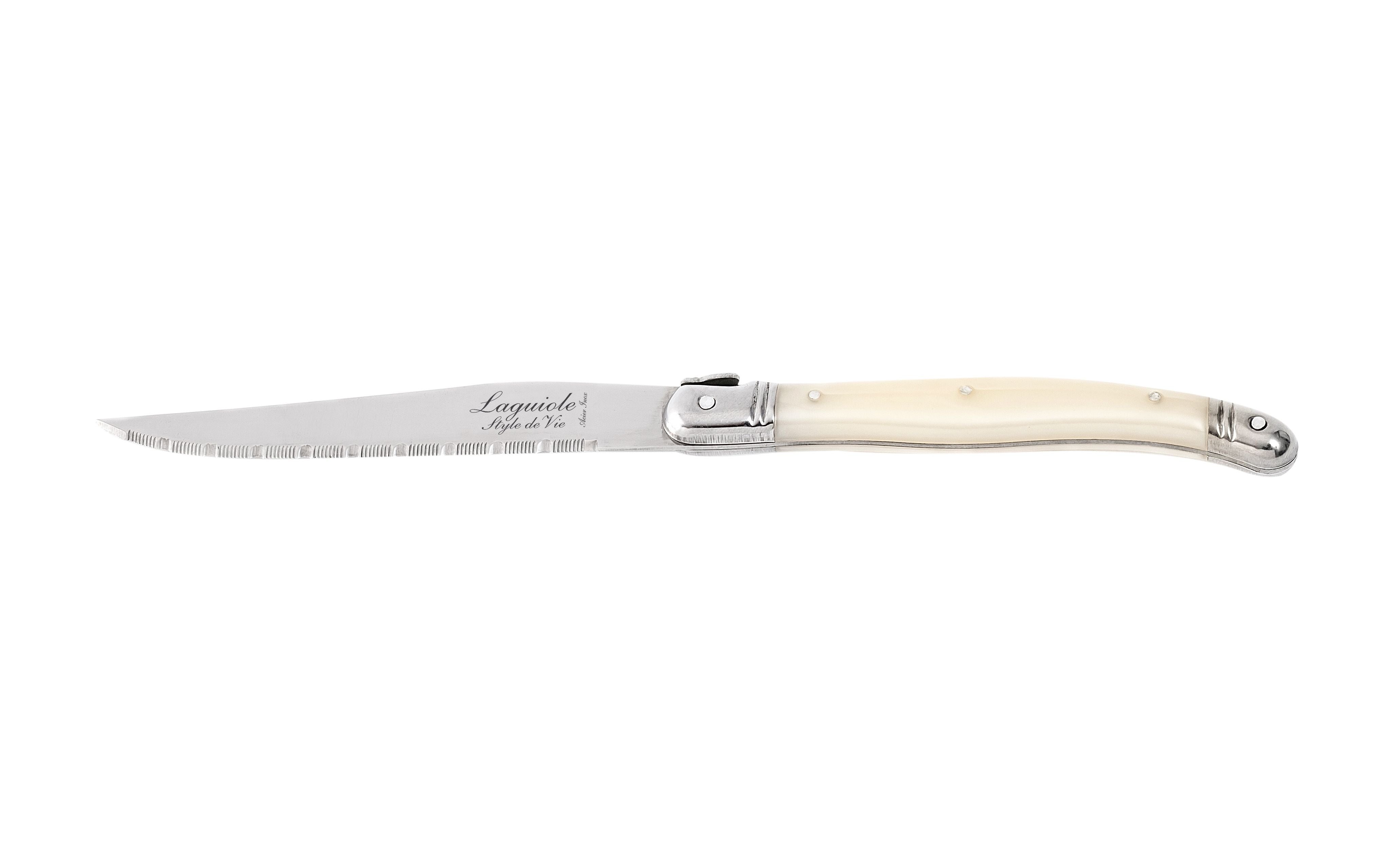 Style de Vie Authentique Laguiole Premium Line Steak Knives de 6 piezas, Pearl