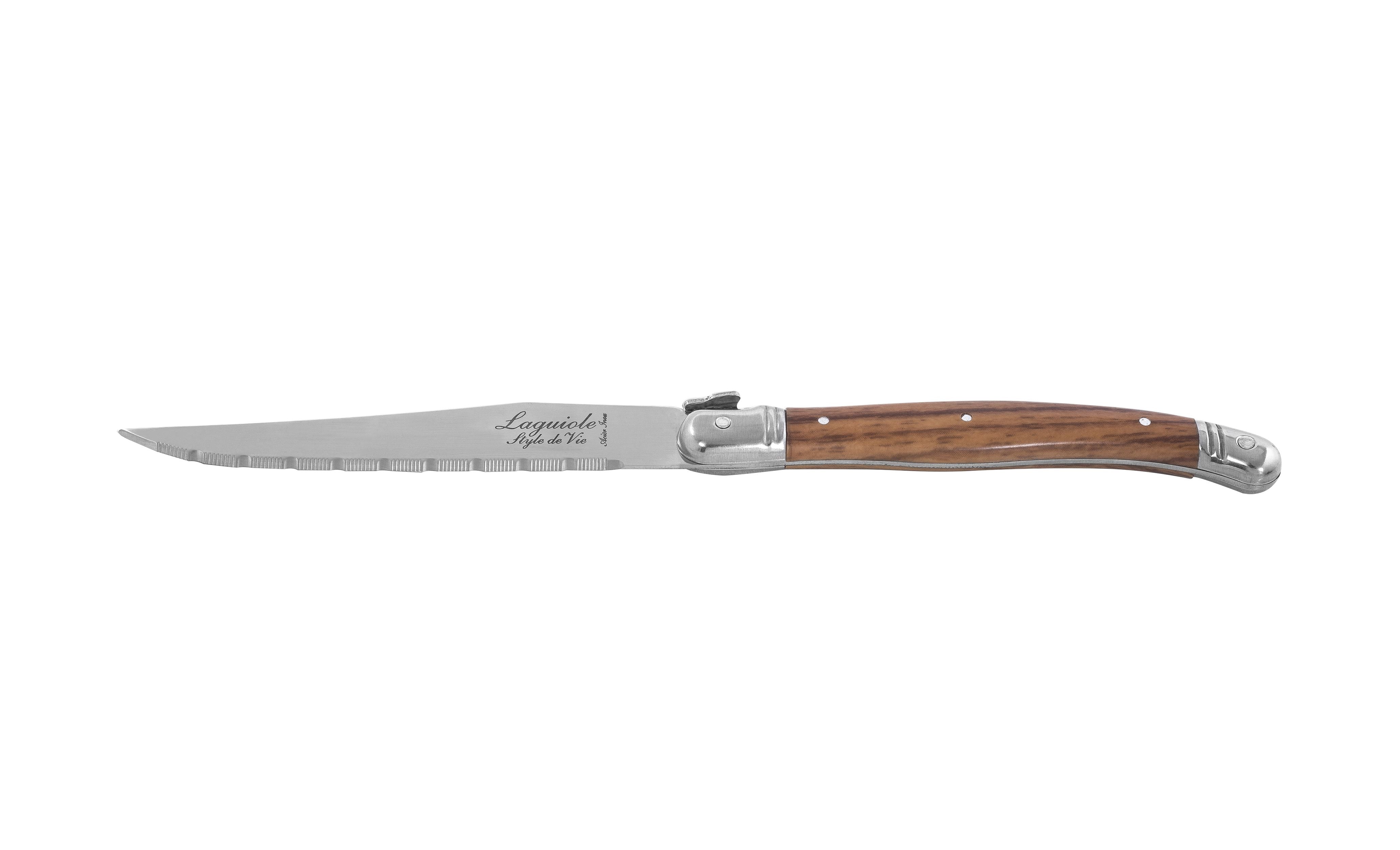 Estilo de Vie Authentique Laguiole Premium Line Steak Knives de 6 piezas, madera clara