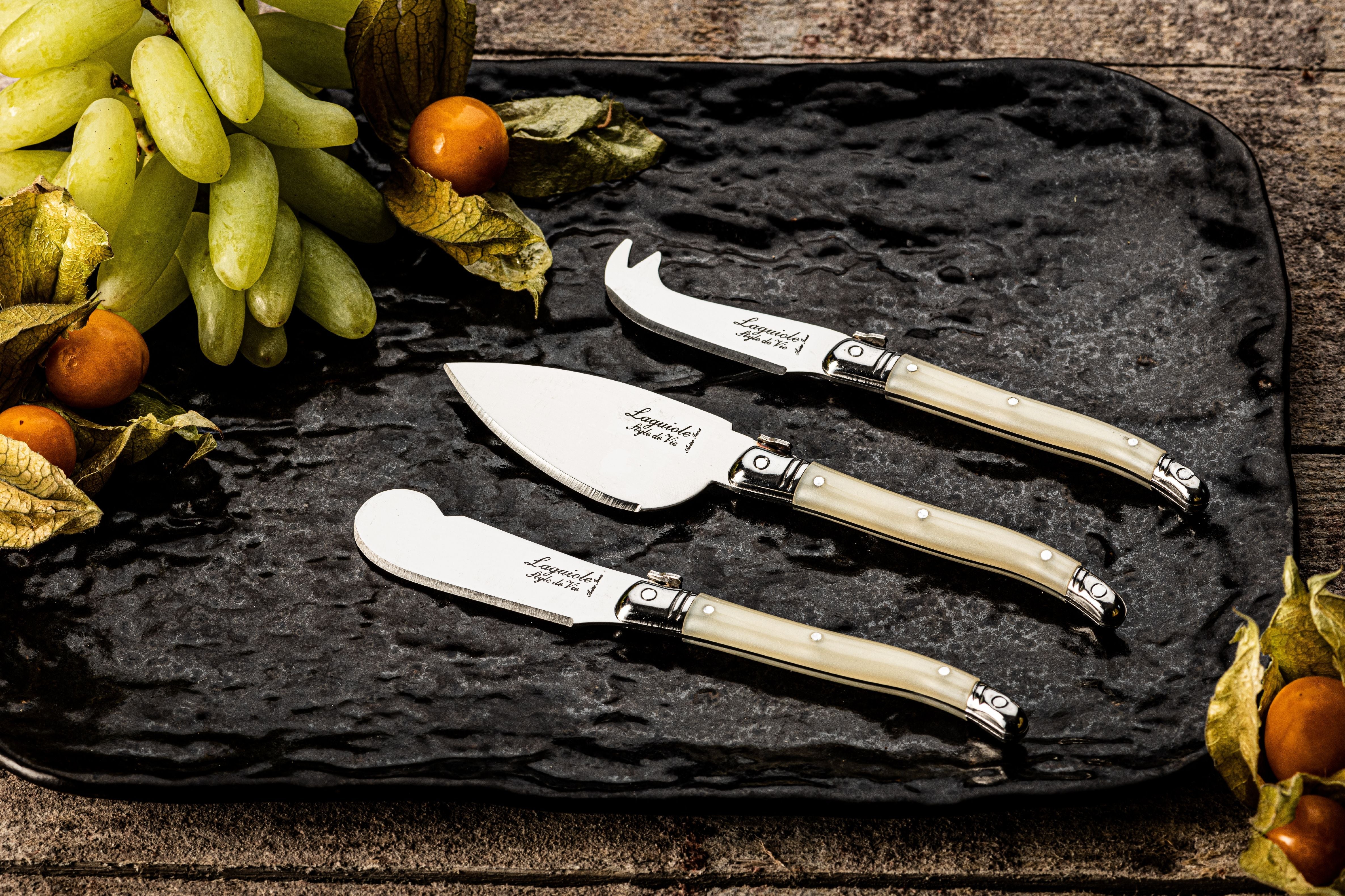 Style De Vie Authentique Laguiole Premium Line Cheese Knives 3 Piece Set, Pearl