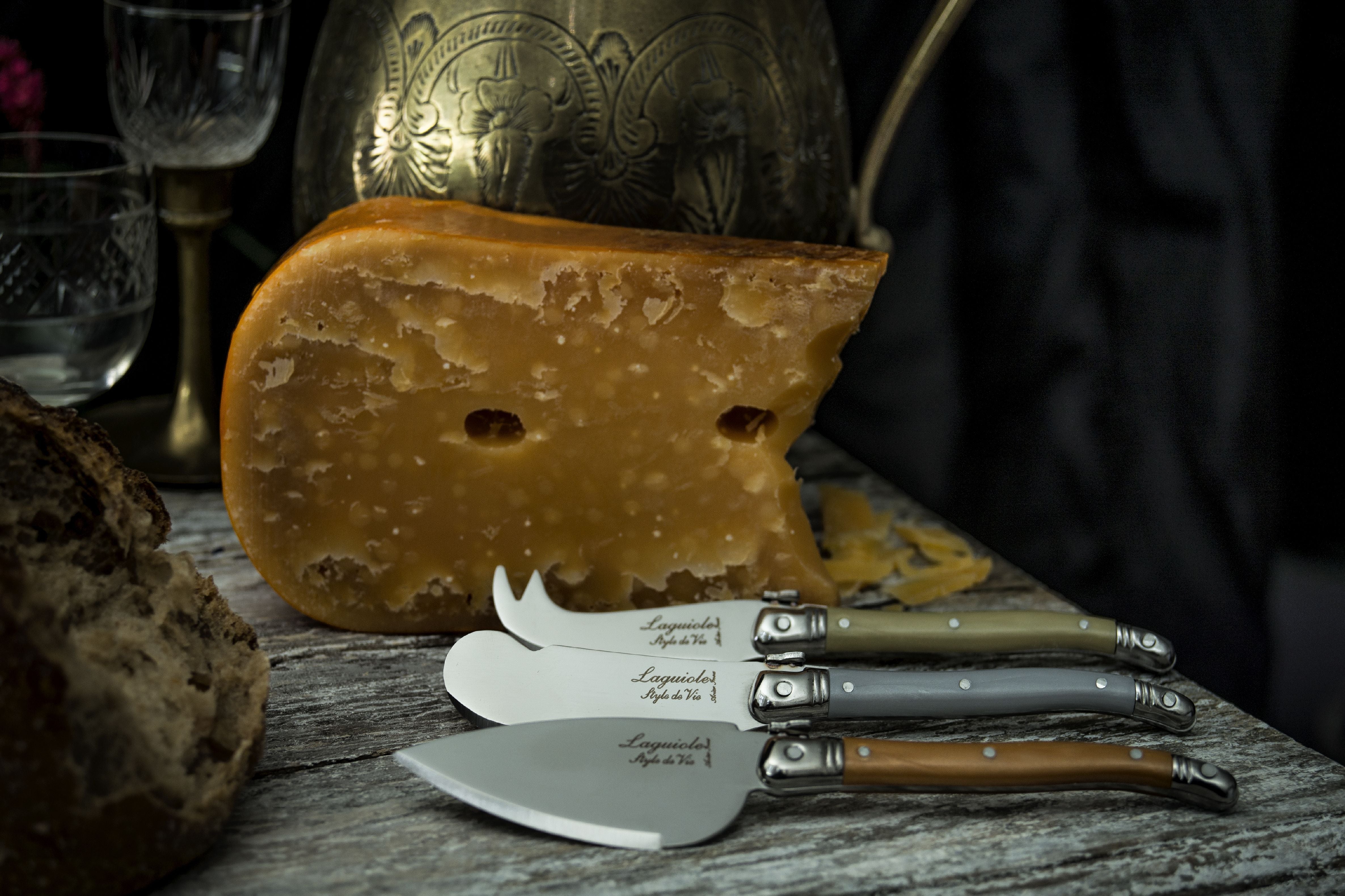 Estilo de Vie Authentique Laguiole Knives de queso de línea premium 3 piezas, tesoro
