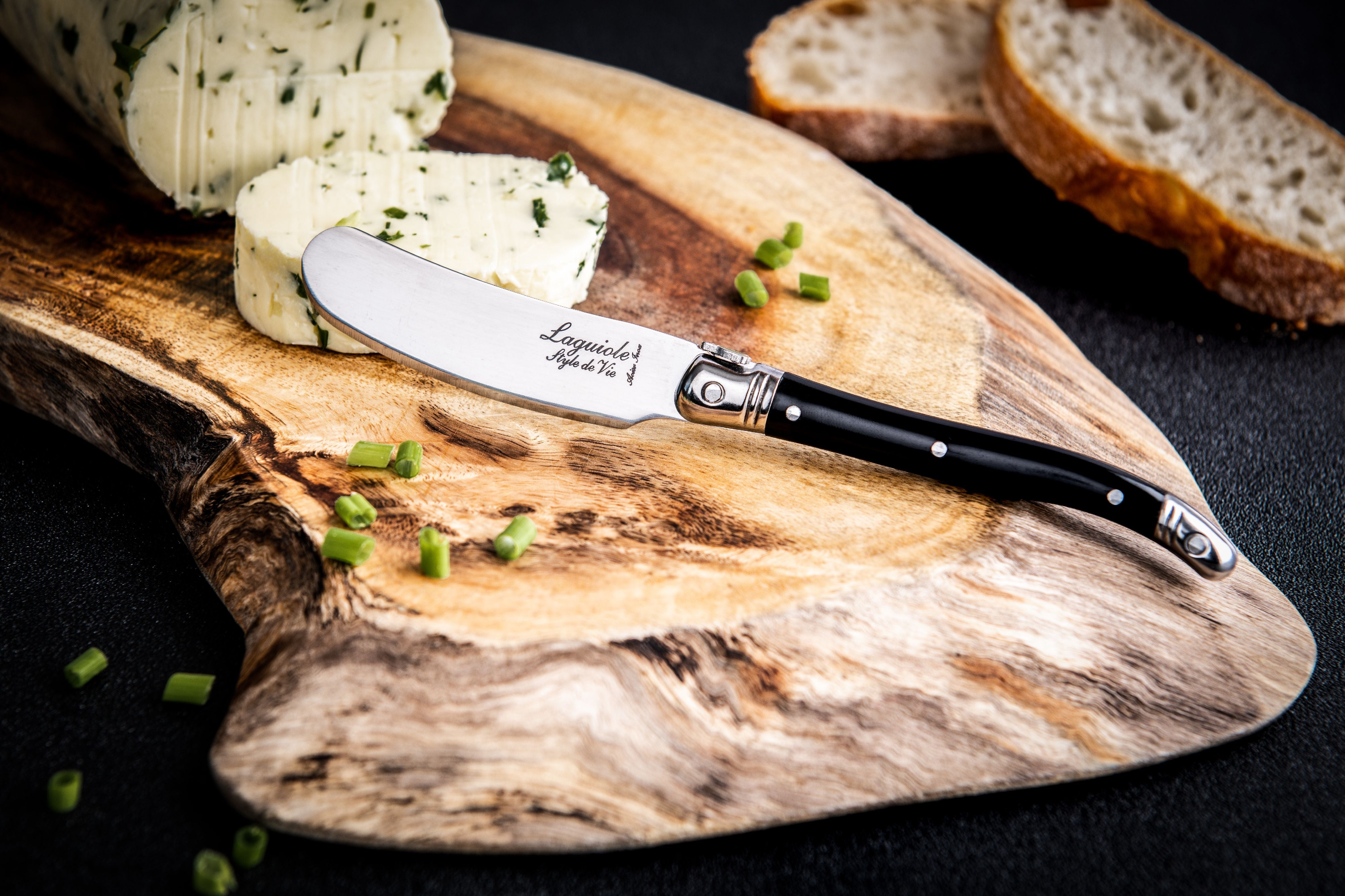 Style De Vie Authentique Laguiole Premium Line Butter Knives 4 Piece Set, Black