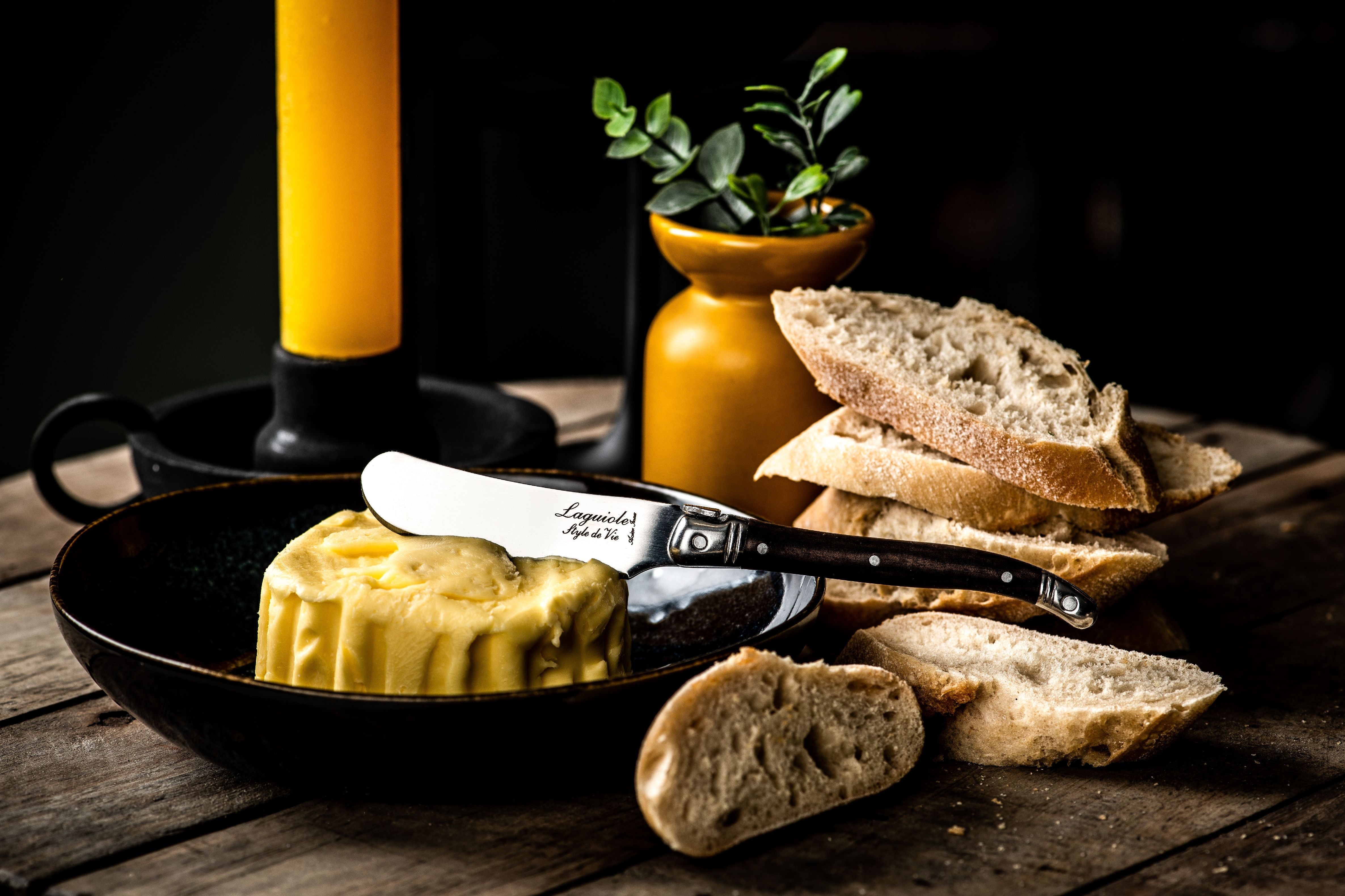 Style De Vie Authentique Laguiole Premium Line Butter Knives 4 Piece Set, Dark Wood