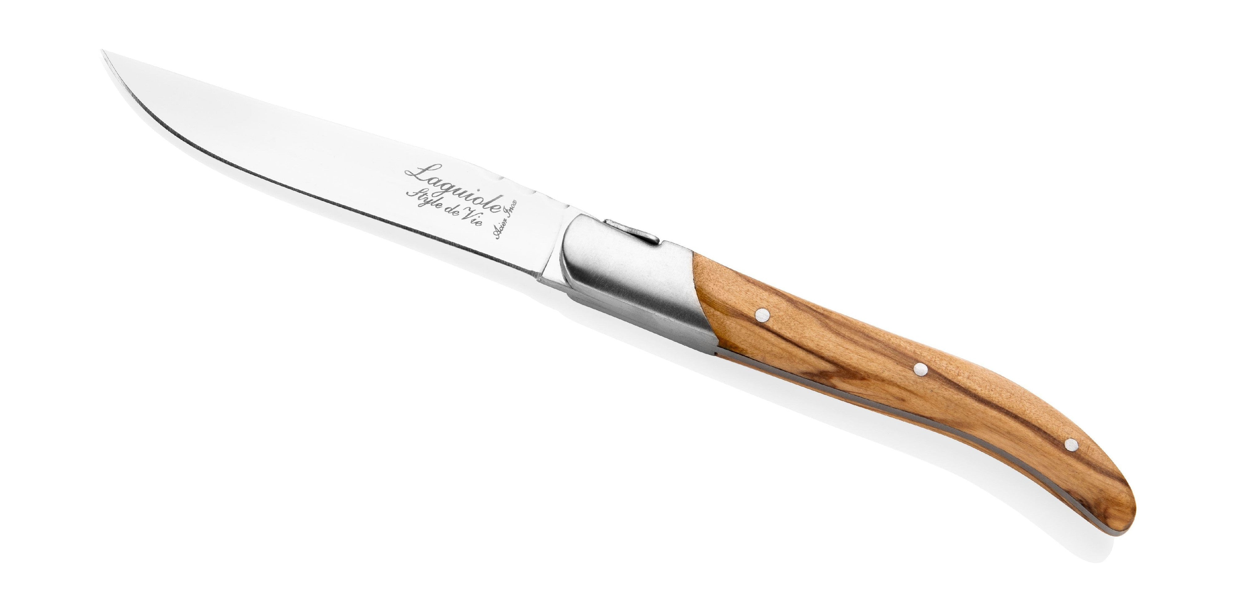 Estilo de Vie Authentique Laguiole Luxury Line Steak Knives de 6 piezas, madera de oliva