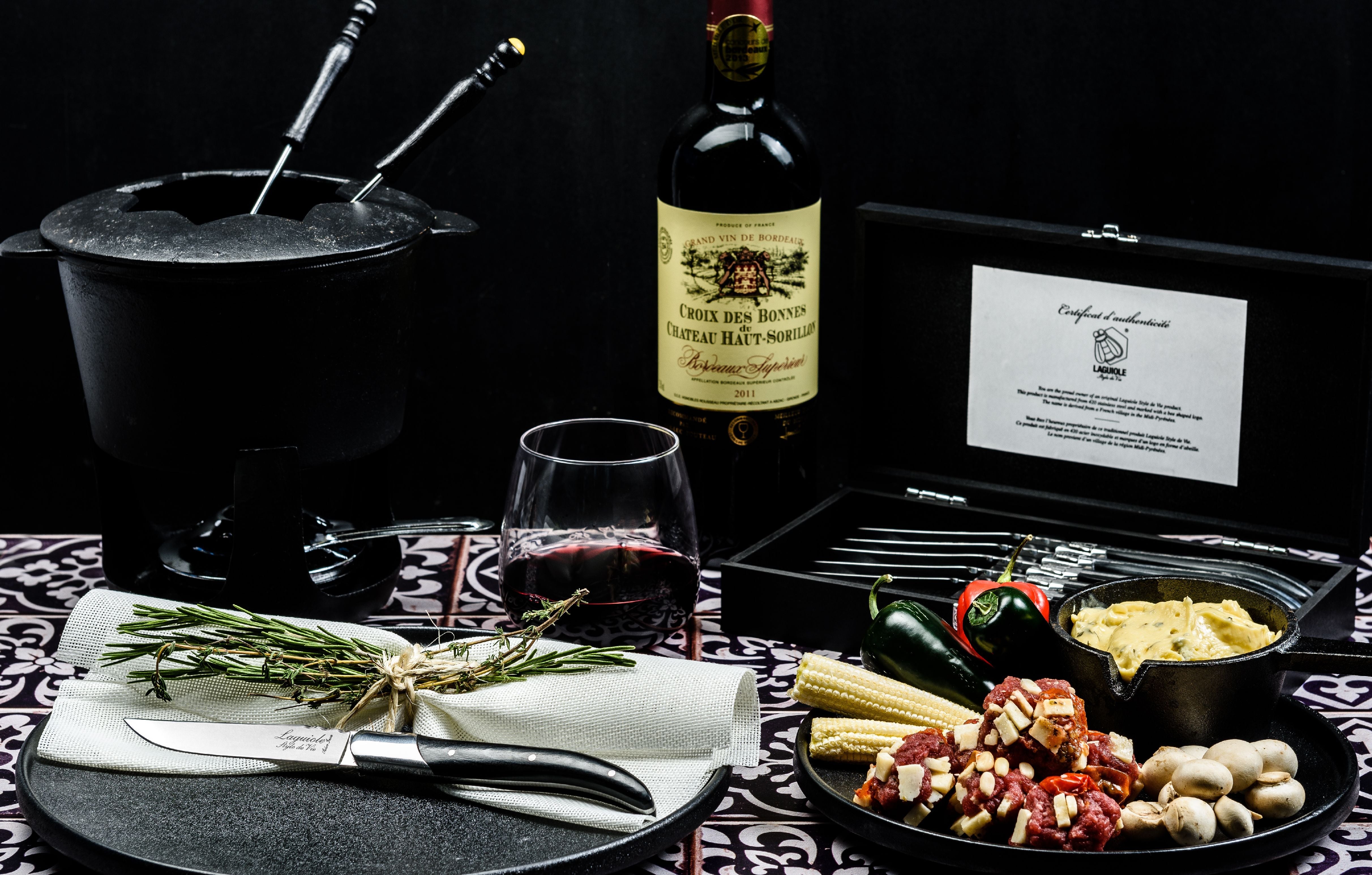 Style de Vie Authentique Laguiole Luxury Line Steak Steak Knives Set 6 Pieces, Black Ebony