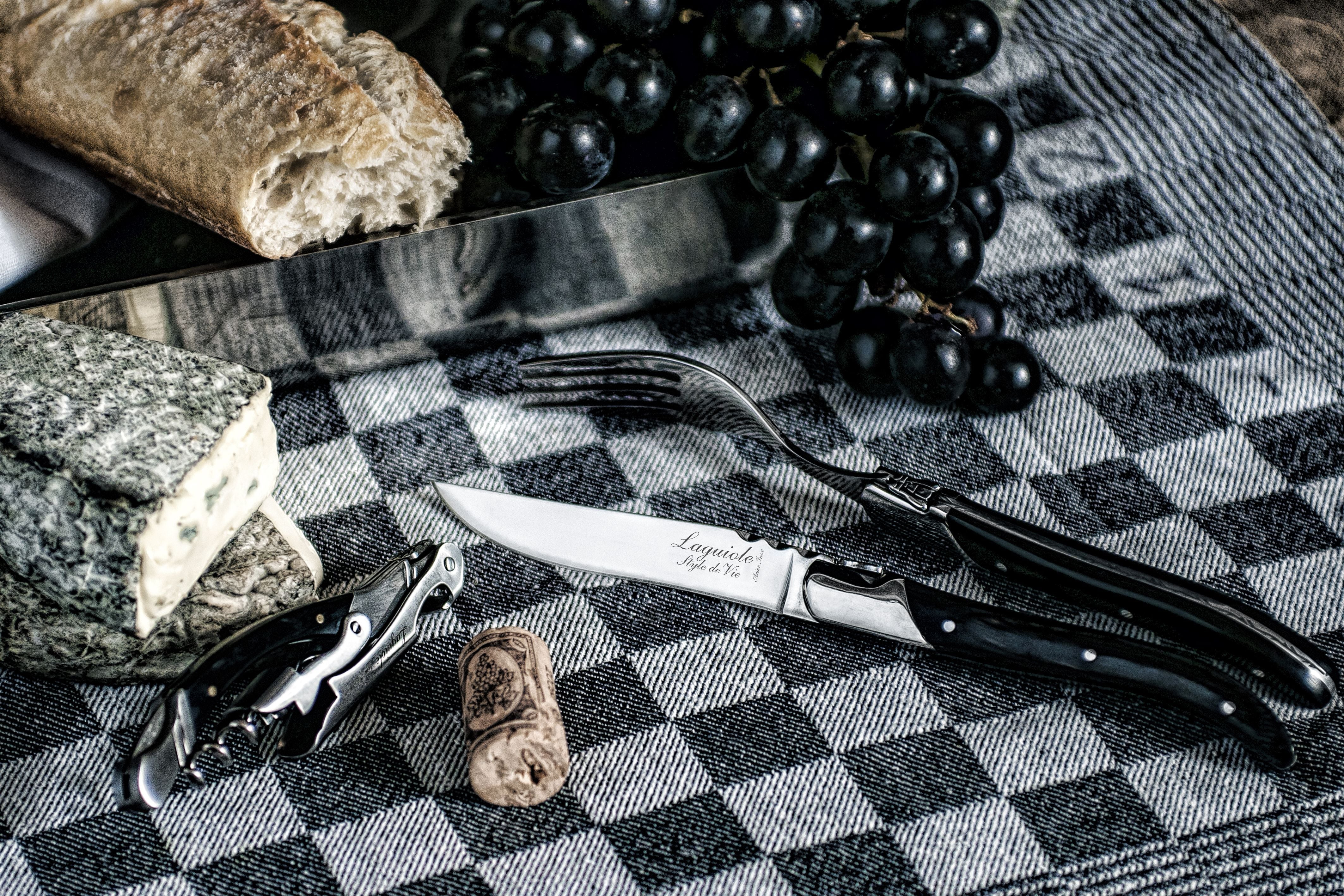 Style de Vie Authentique Laguiole Luxury Line Steak Steak Knives Set 6 Pieces, Black Ebony