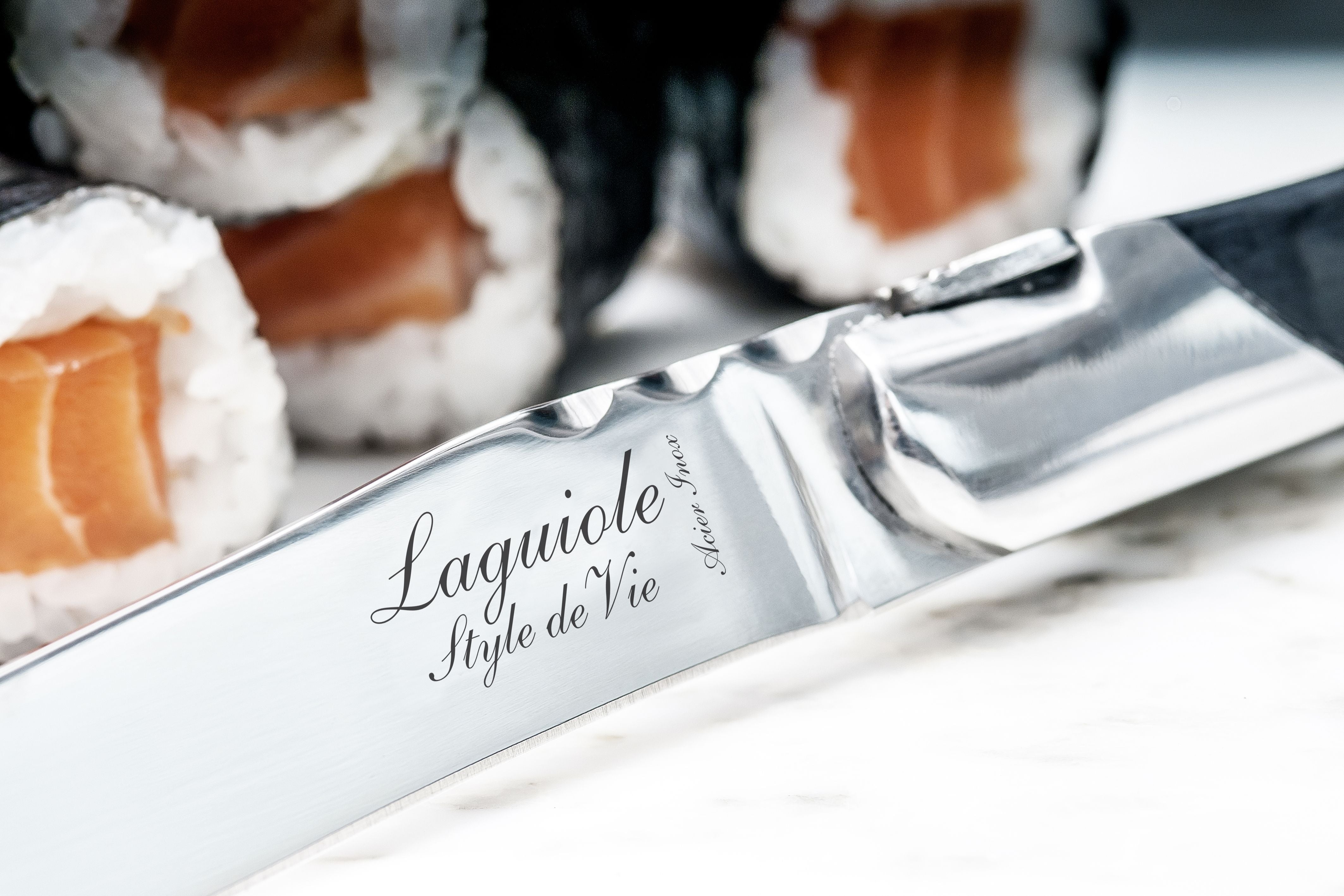 Stil de vie autentique laguiole luksuslinie bøf knive 6 stykker sæt, sort ibenholt