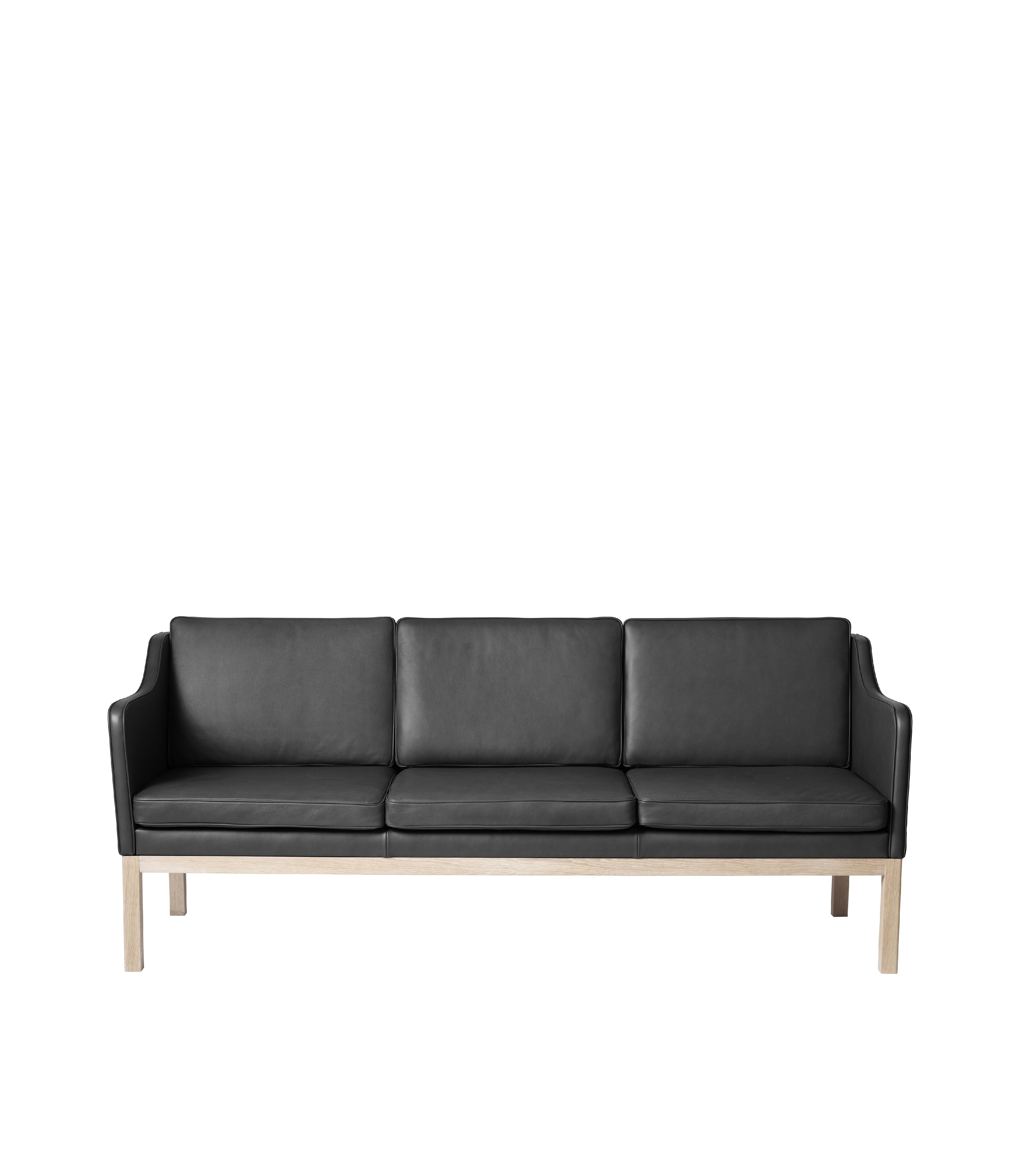 FDB Møbler MK46 Mogens Koch 3 Pers. Sofa, Eiche/schwarzes Leder