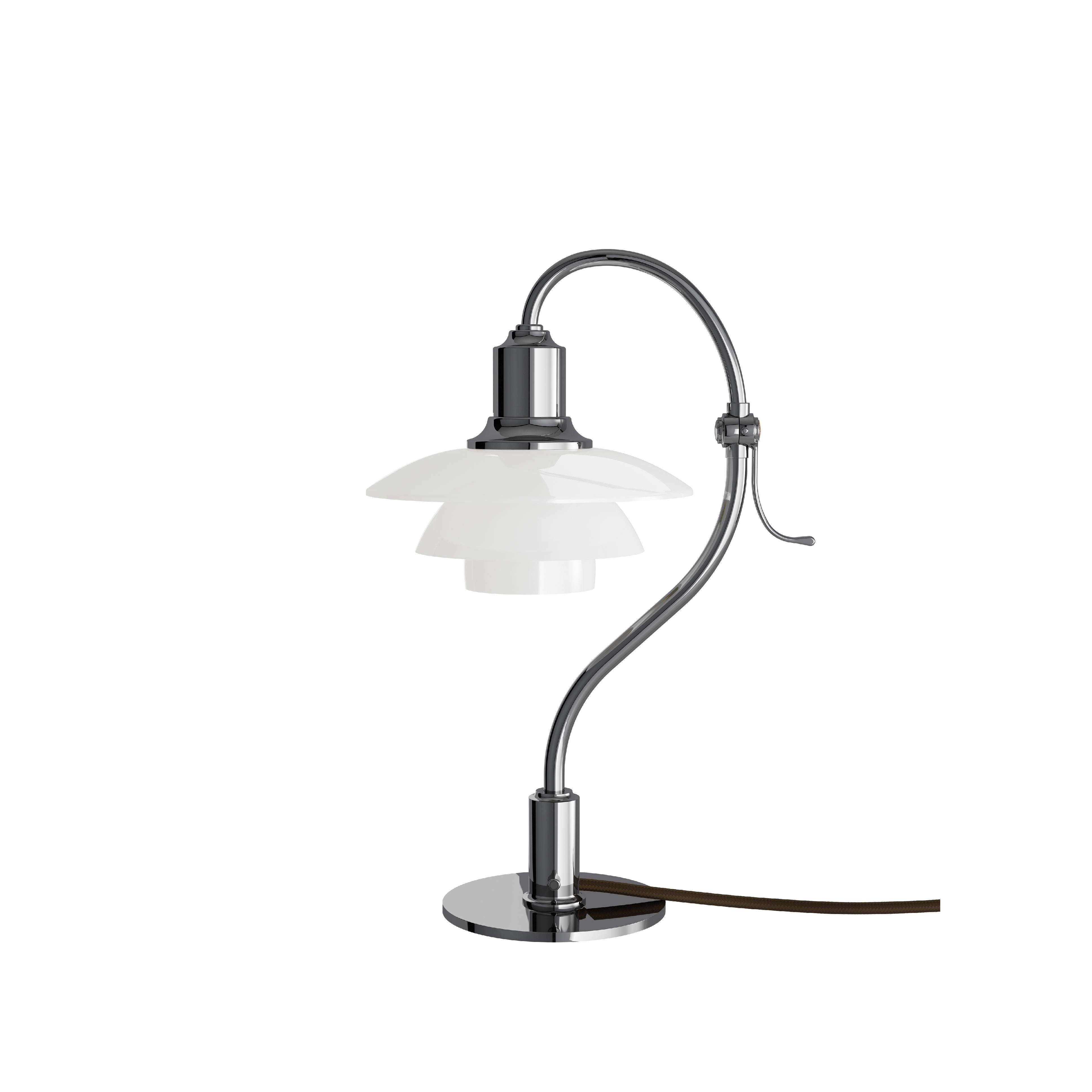 Louis Poulsen pH 2/2 Spørgeskemaet Table Lamp, Chrome/Opal Glass