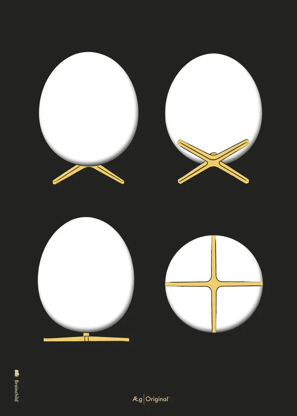 Prepare el cartel de bocetos de diseño de huevos sin marco 70x100 cm, fondo negro