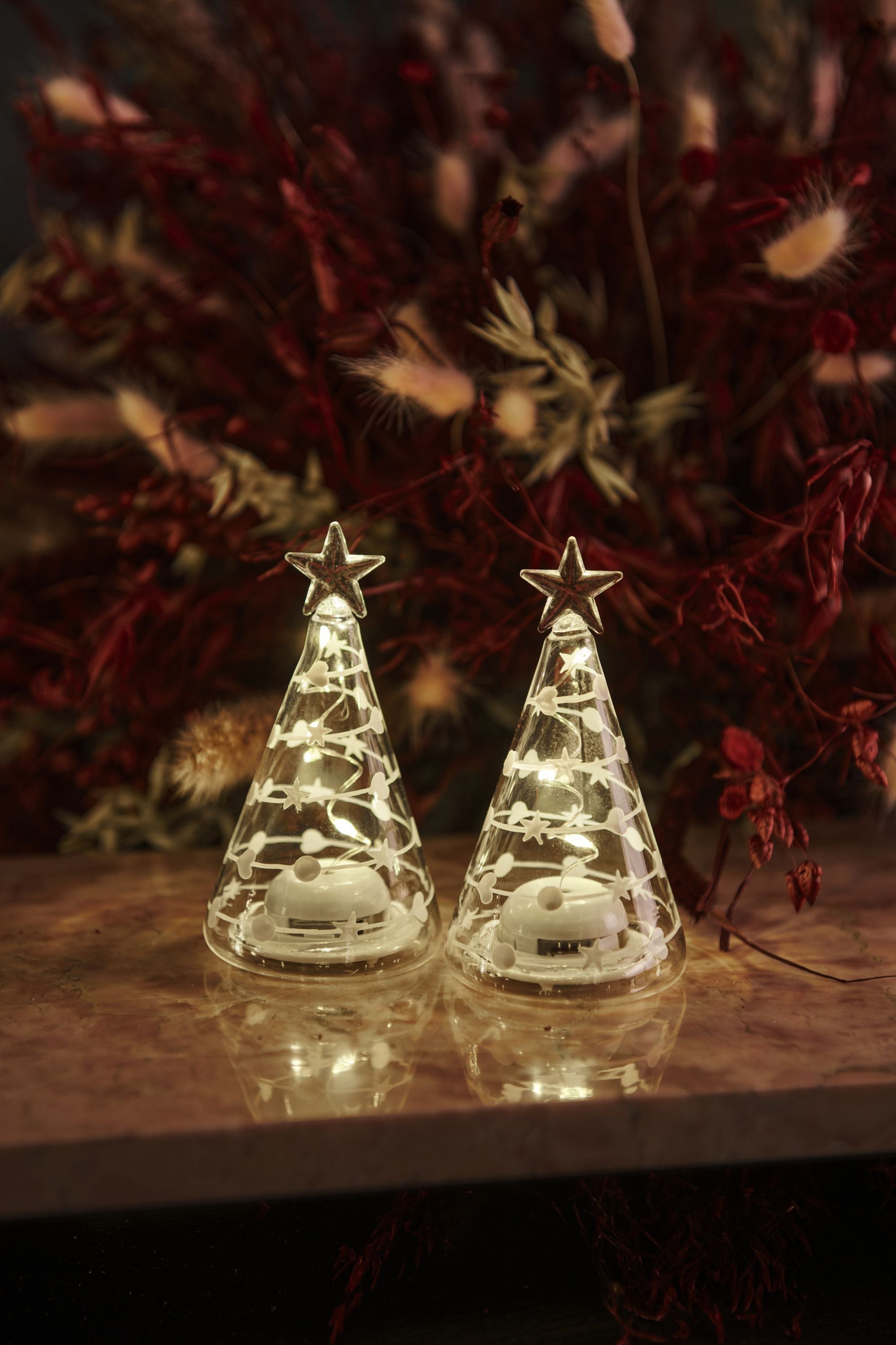 Sirius Sweet Christmas Tree 2 Pcs, H9 Cm, White/Clear