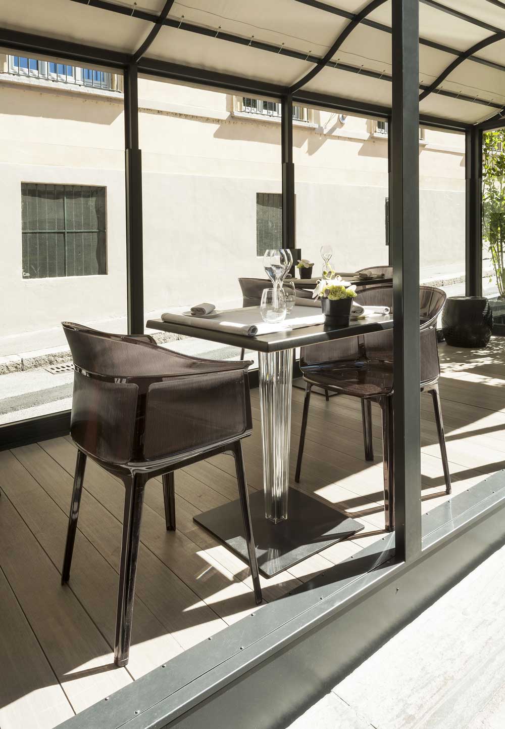 Kartell Top Top Table Square Outdoor With Square Base 60x60 Cm, Black