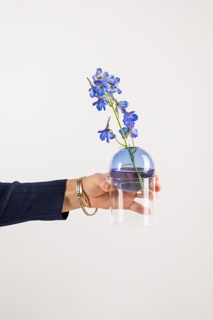 Studio About Standing Flower Bubble Vase 10 Cm, Blue