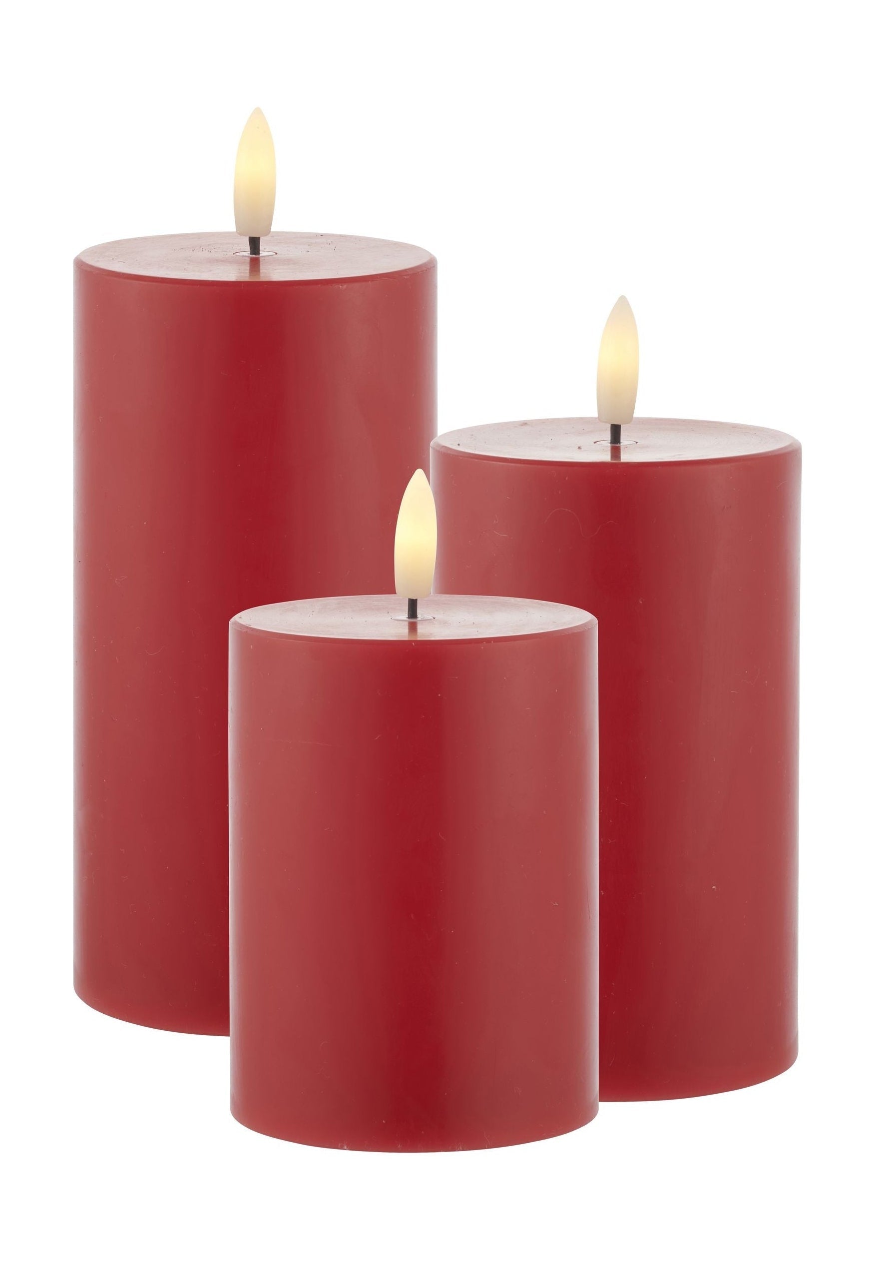 Sirius Sille Led Candle 3 Pcs ø7,5x10/12,5/15 Cm, Red