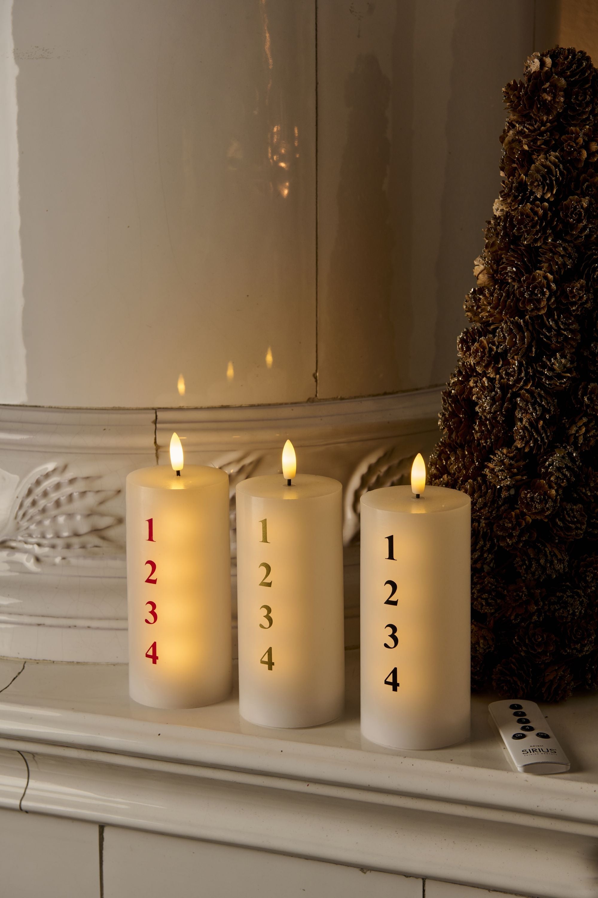 Sirius Sille Advent Candle White/Rot Ø7X H15 cm