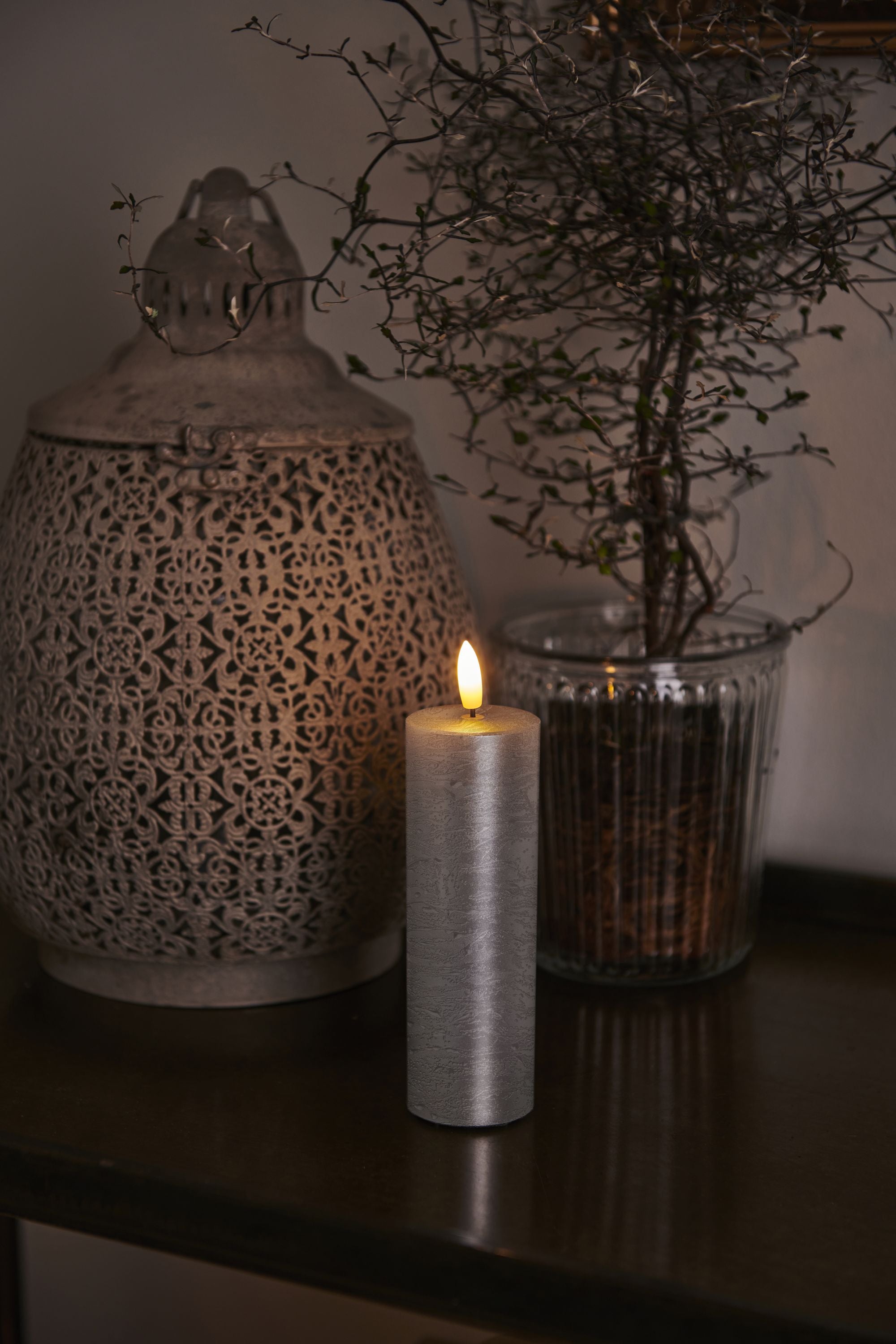 Sirius Sille LED Candle Ø5x H15cm, argent