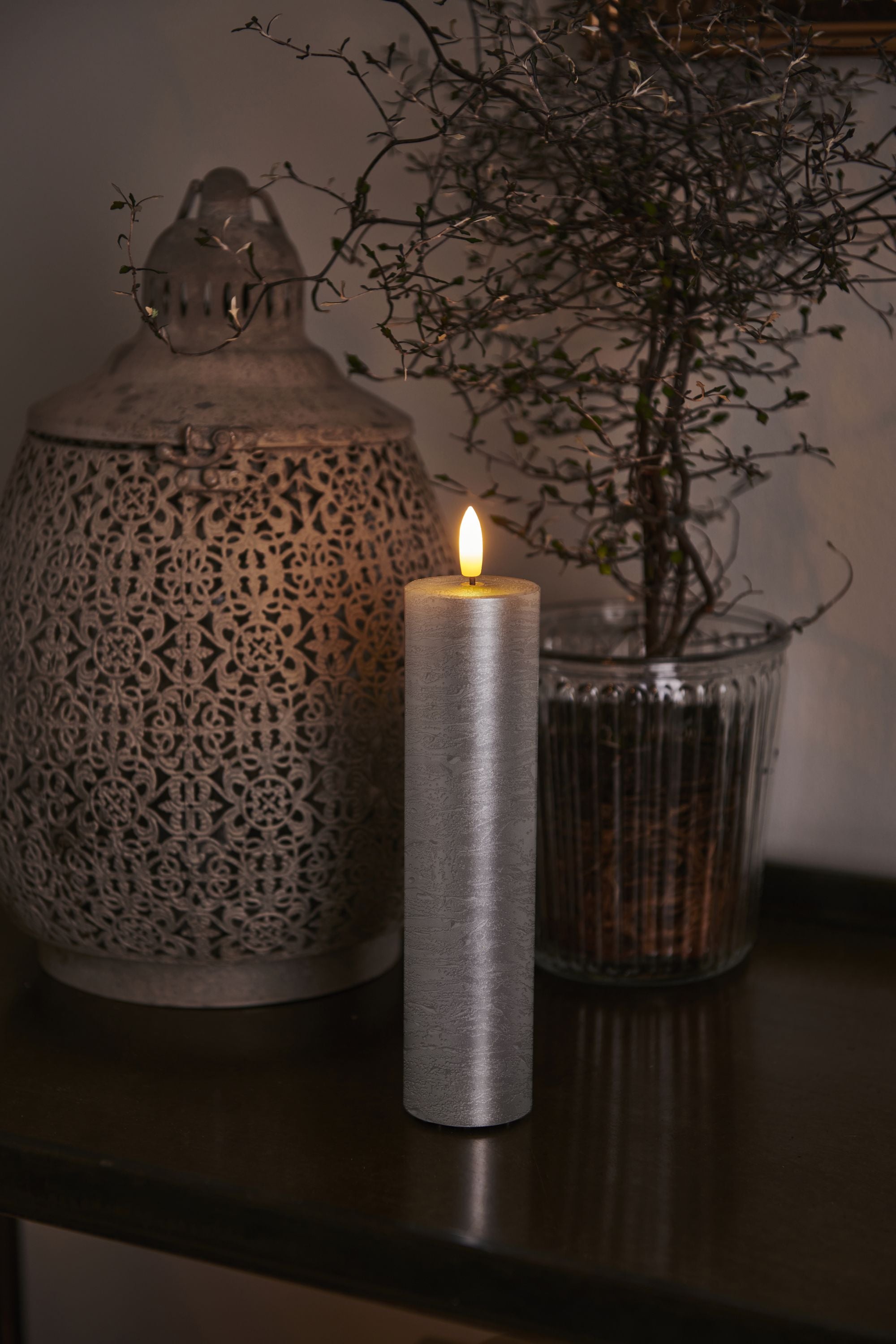 Sirius Sille Led Candle ø5x H20cm, Silver