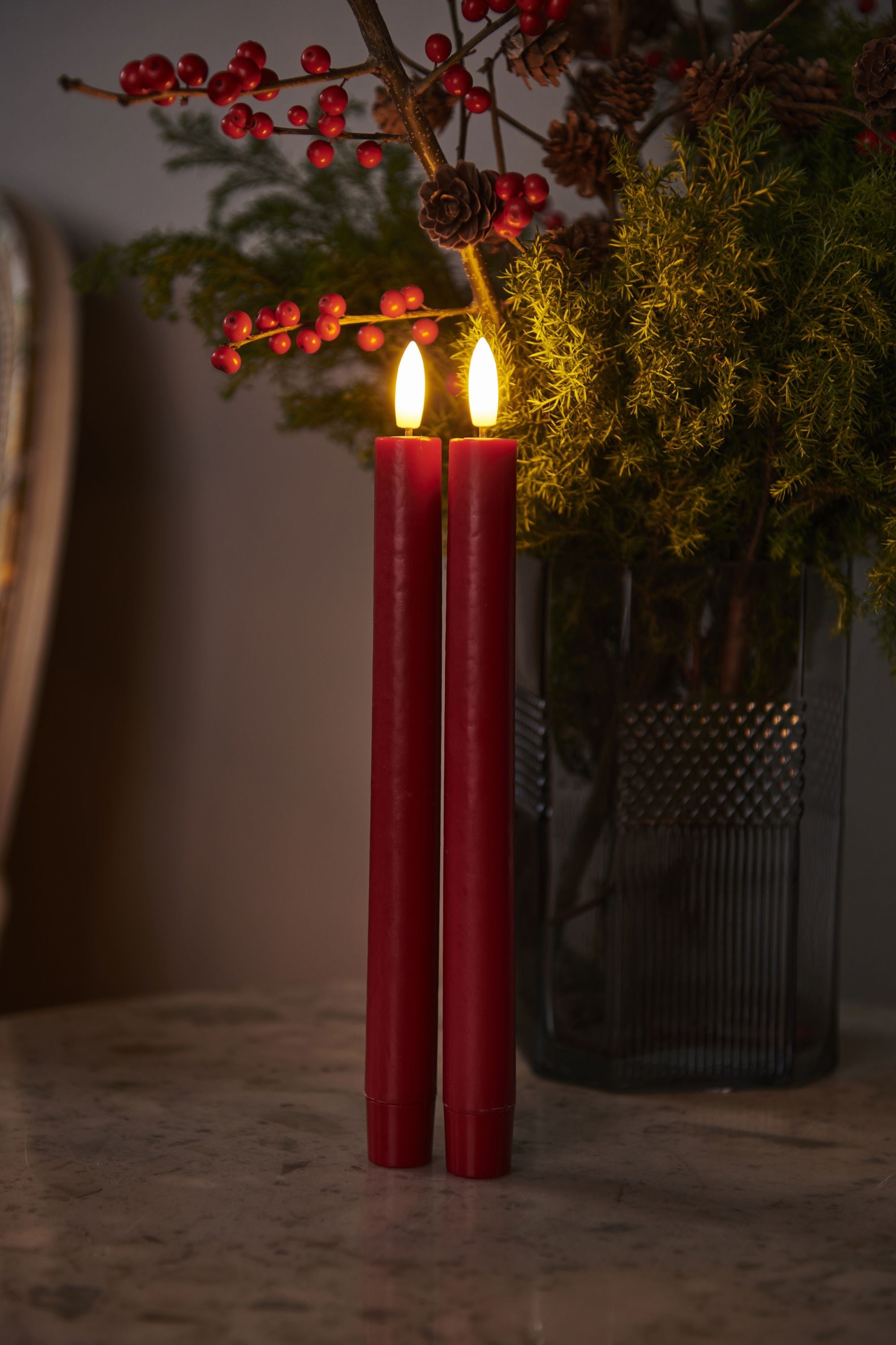 SIRIUS SILLE LED CANDLE COURDE 2PCS, ROUGE