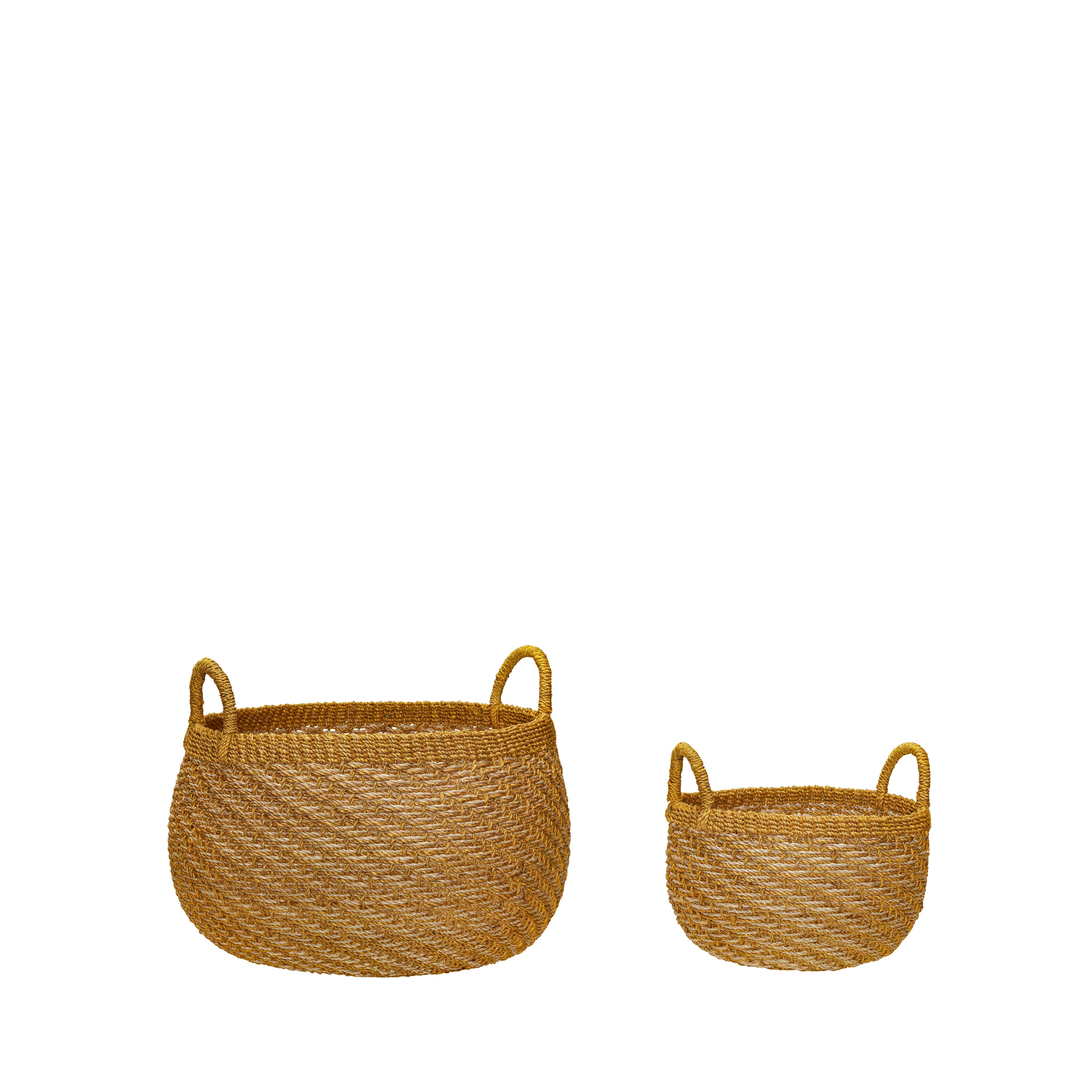 Hübsch Solar Baskets Natural/Orange (Sæt på 2)