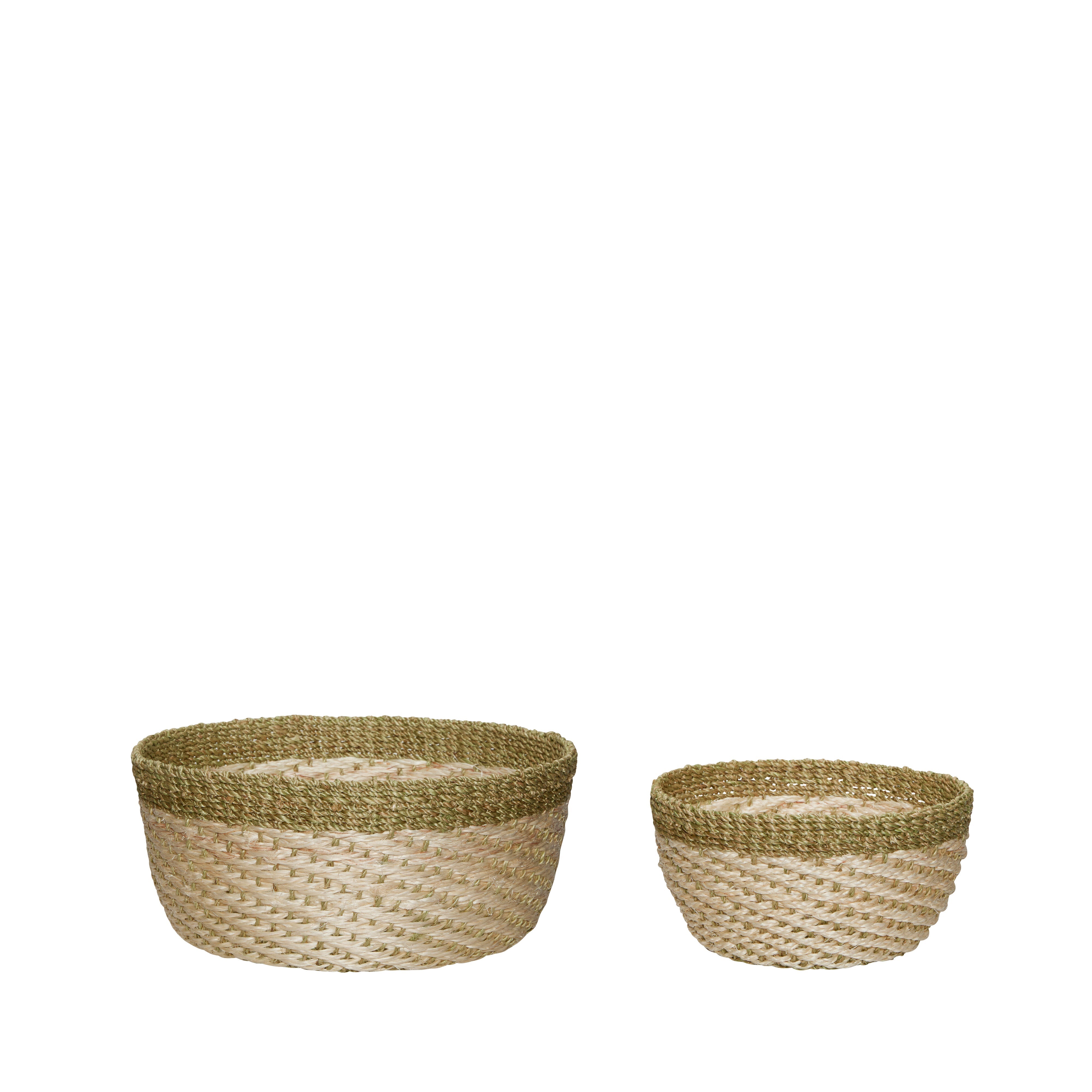 Hübsch Palm Baskets Natural/Light Green (Set Of 2)