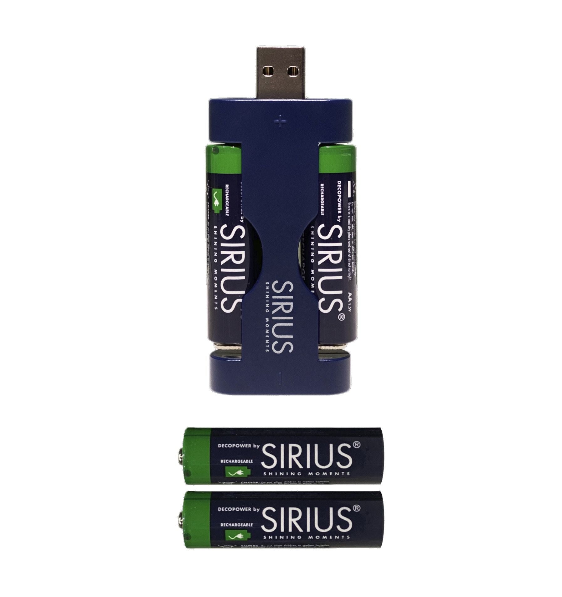 Sirius Deco Power USB Ladegerät inkl. 4x AA wiederaufladbare Batterien
