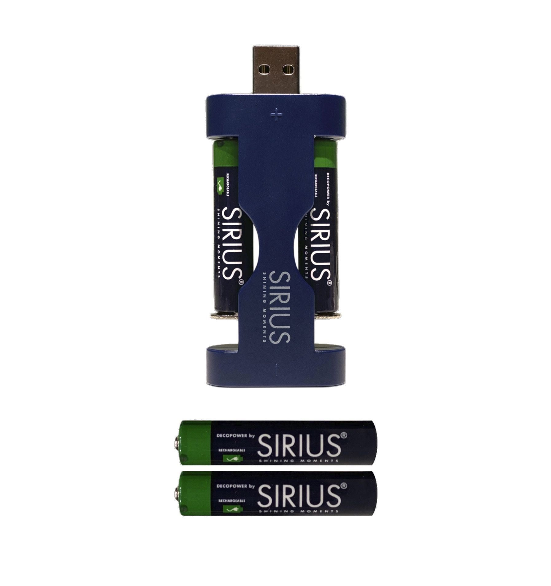 Sirius Deco Power USB Charger inkl. 4x AAA genopladelige batterier
