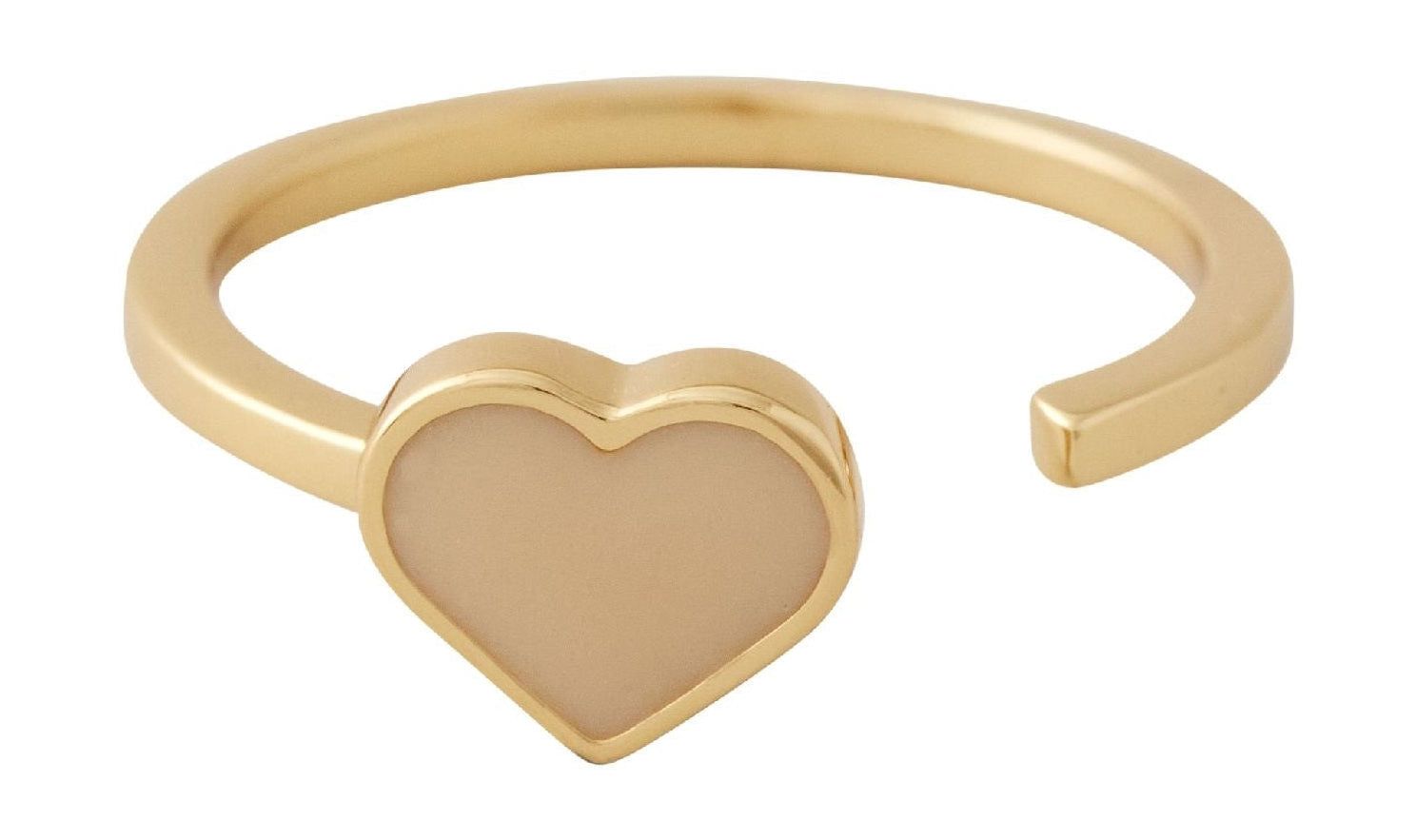 Diseño de letras de esmalte anillo de corazón oro, beige