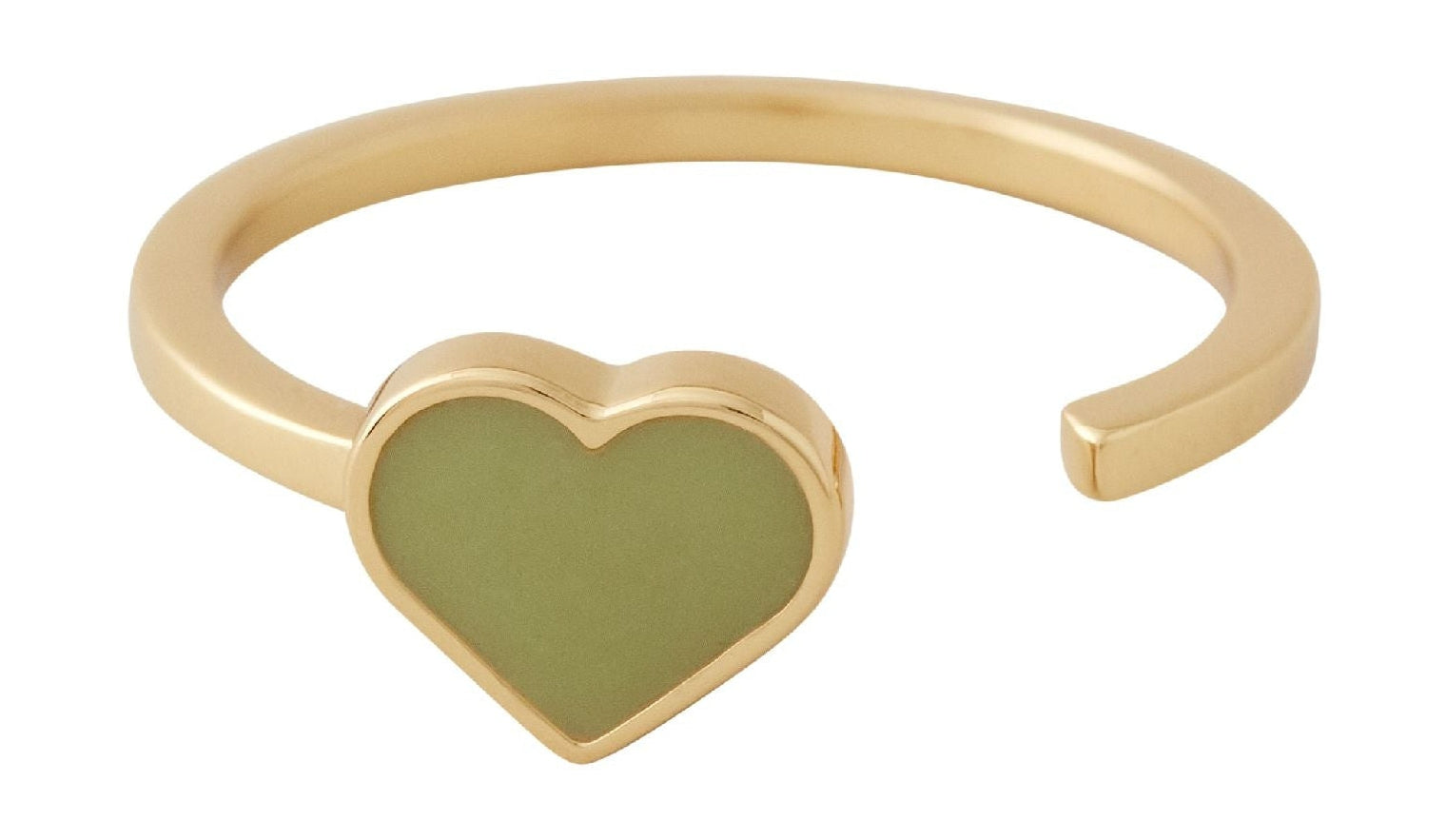 Diseño de letras de esmalte anillo de corazón oro, verde crujiente