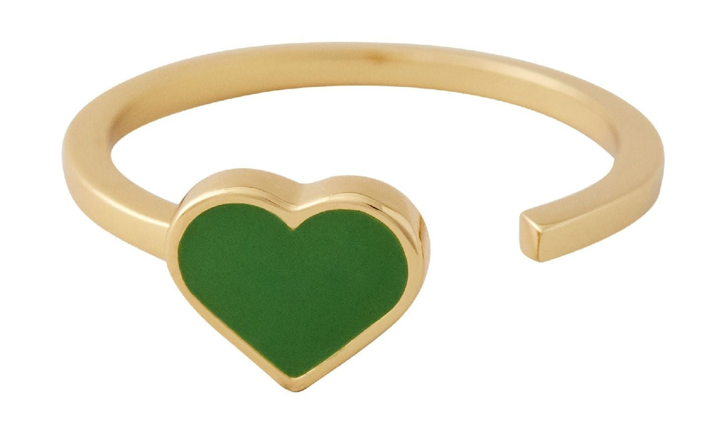 Diseño de letras de esmalte anillo de corazón oro, hierba verde