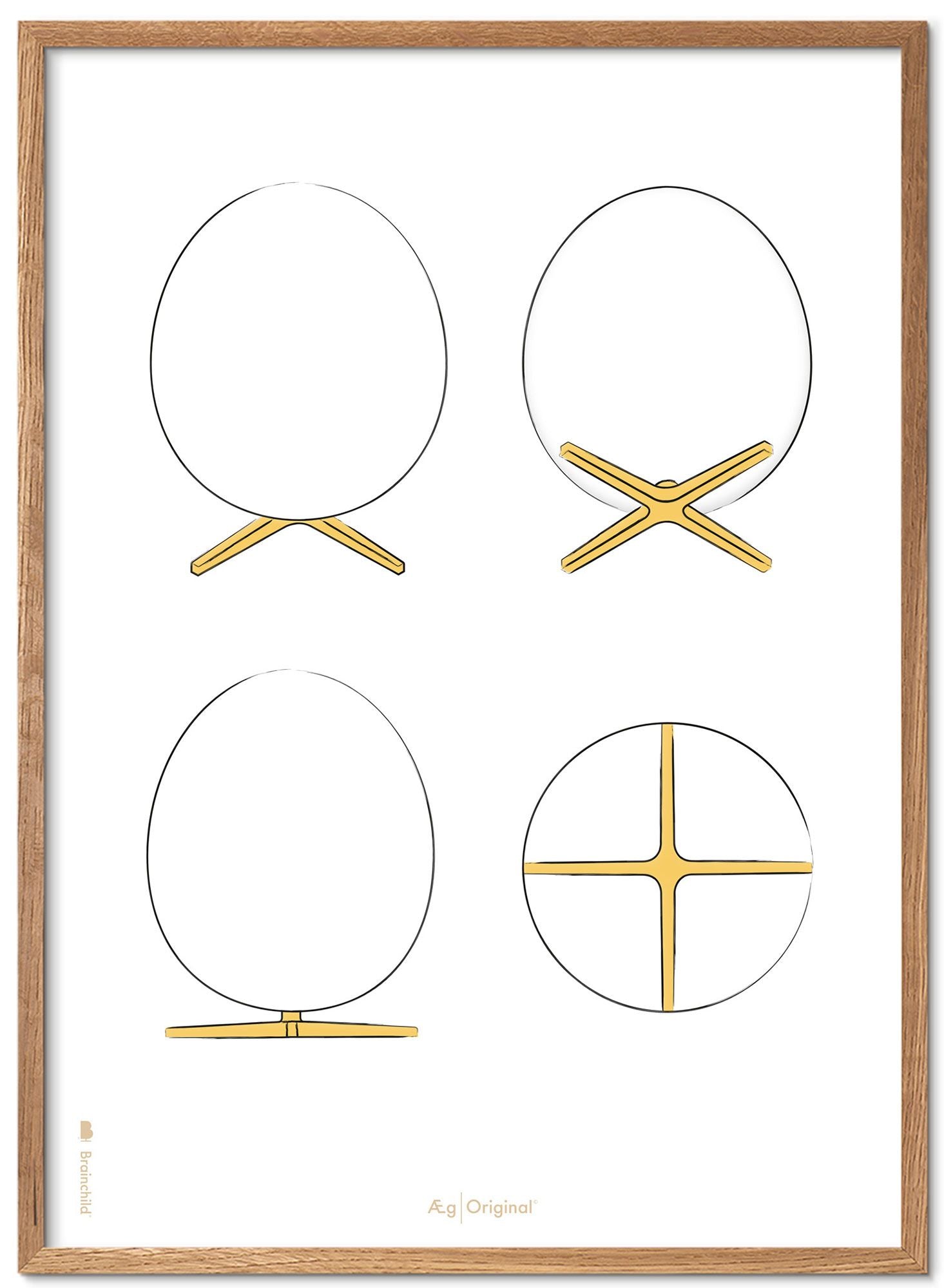 Imaginée le cadre d'affiches des croquis de conception d'oeufs en bois clair A5, fond blanc