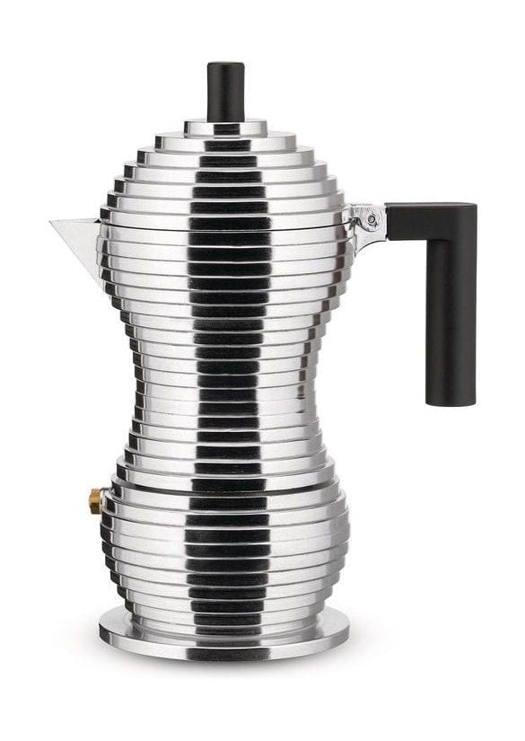 Alessi Pulcina Espresso Maker 3 Tassen, Aluminium/Schwarz