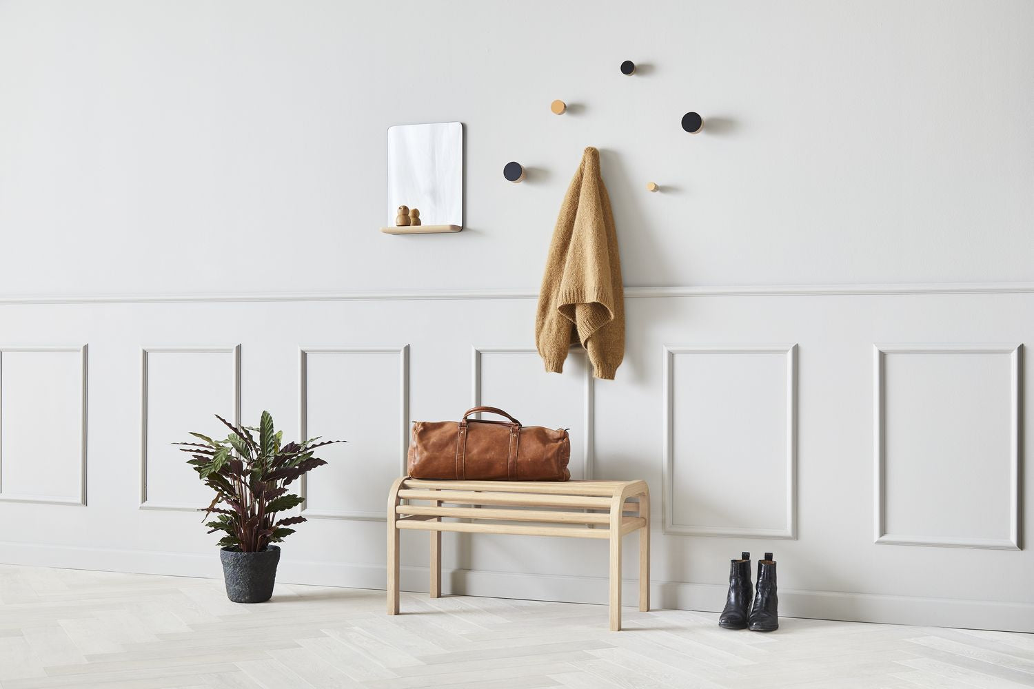 Crochet de contraste de meubles Andersen Ø5 cm, chêne / beige